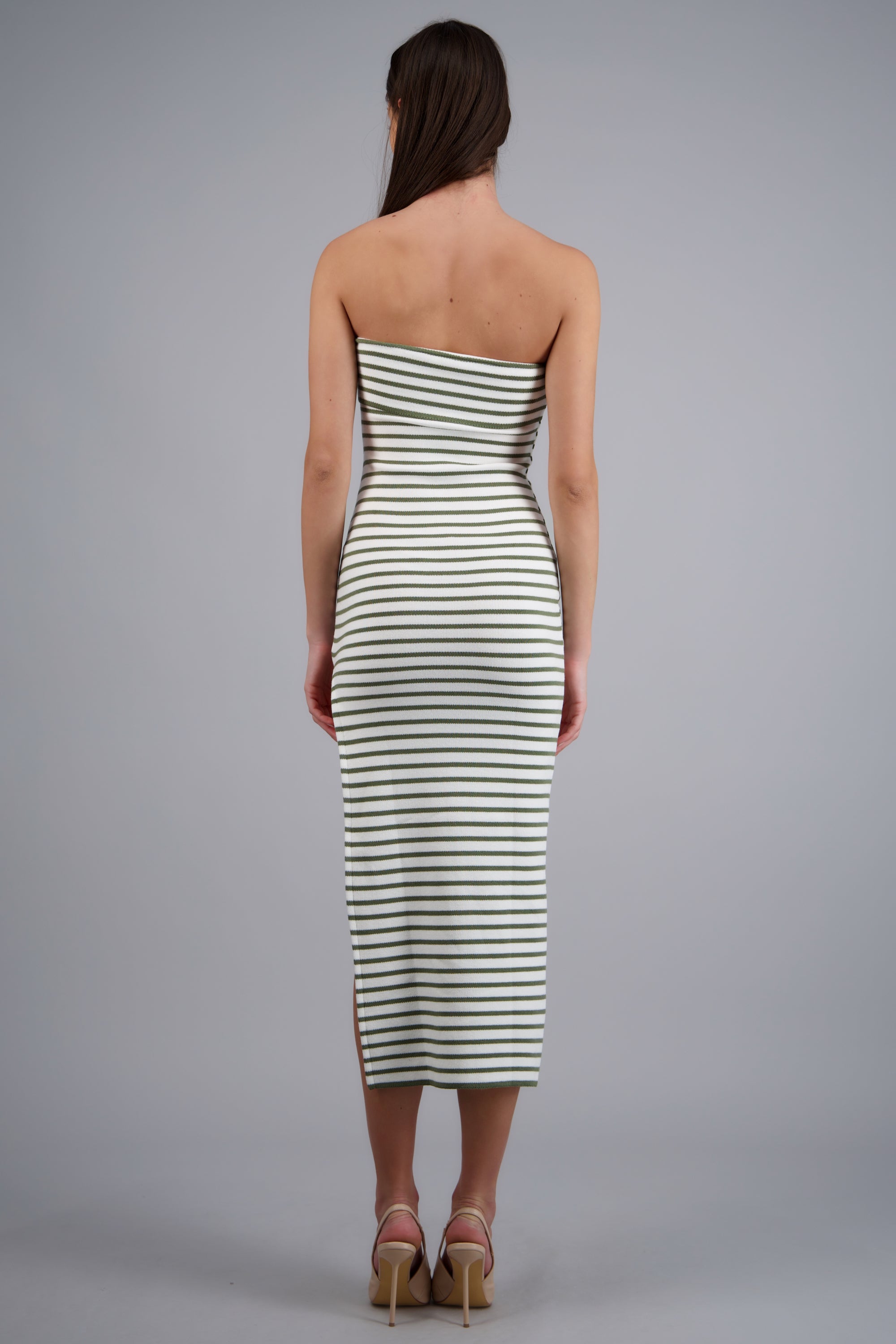 VESTIDO MAXI DET DOBLEZ KNI OLIVO COMBO