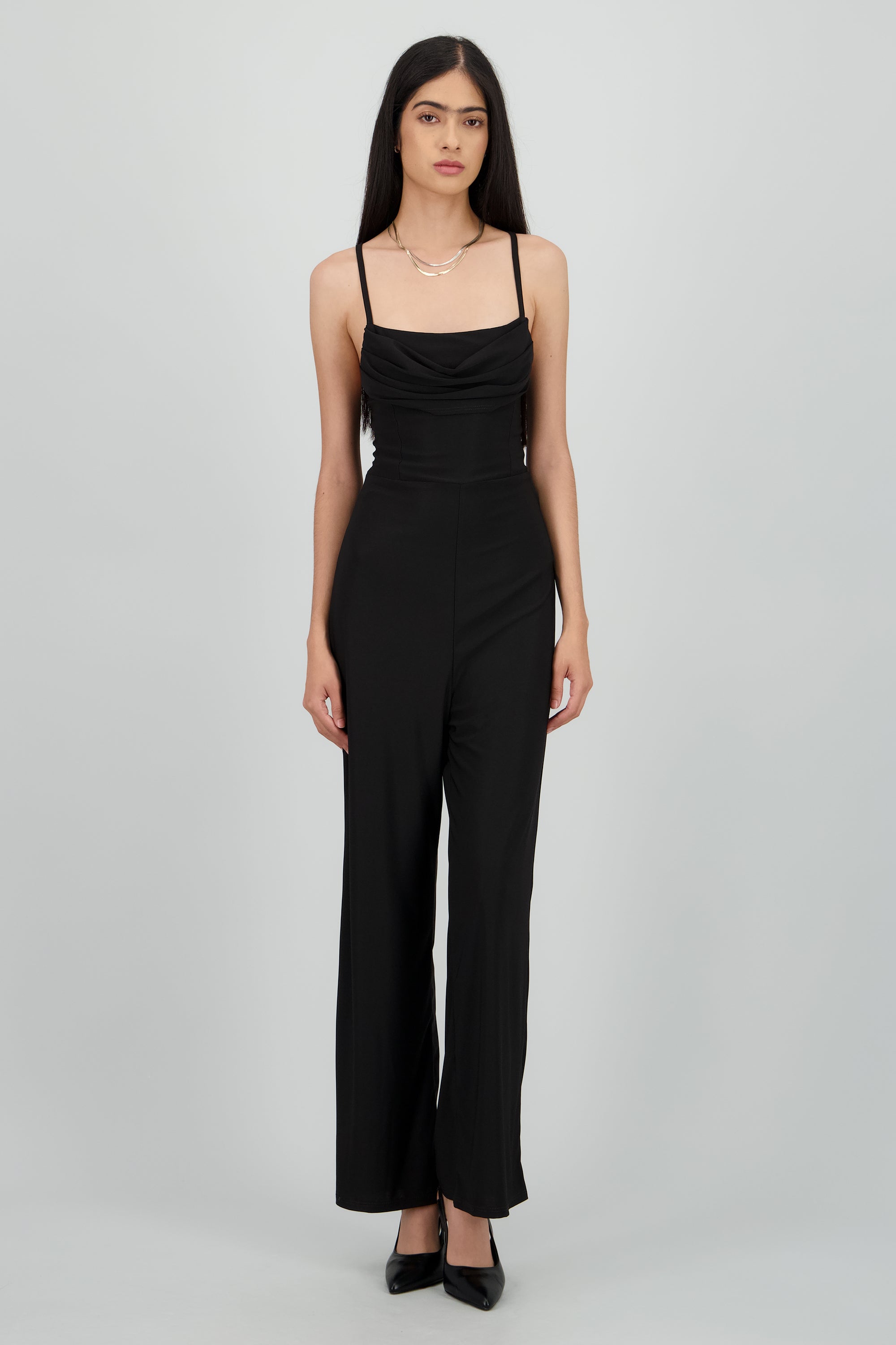 Jumpsuit tirantes det drapeado NEGRO