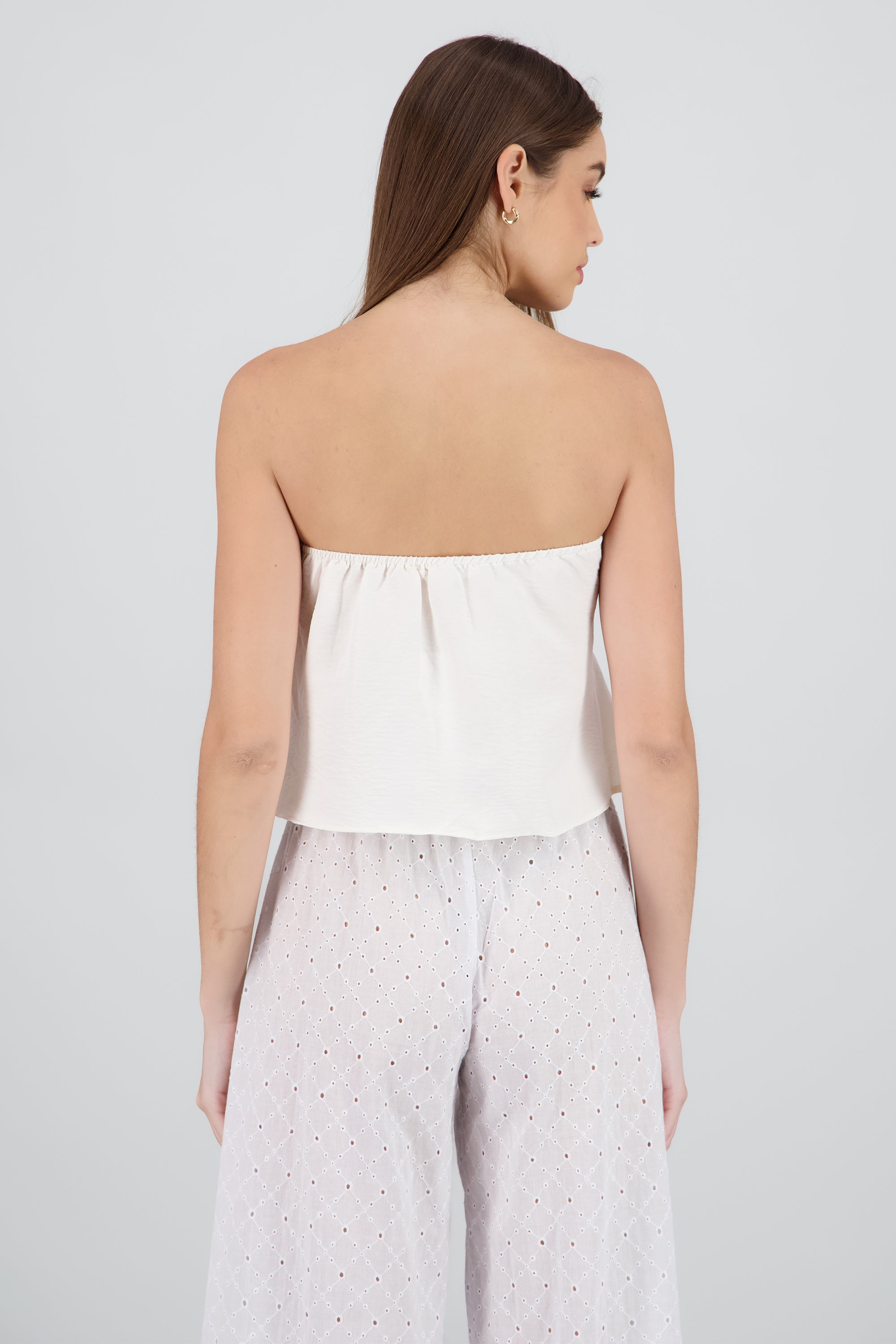 Blusa bandeau detalle estrella con brillo HUESO