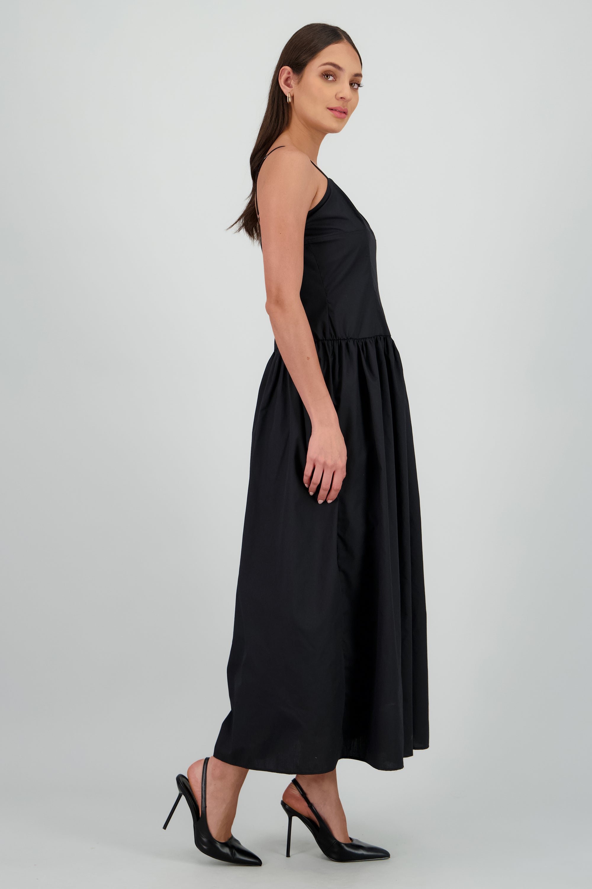 Maxi vestido popelina NEGRO