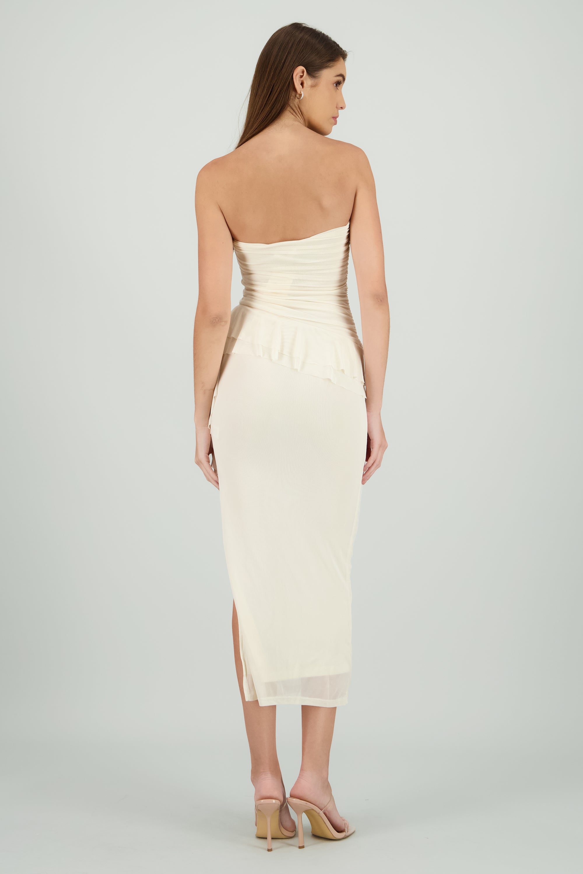 Maxi vestido mesh olanes CREMA