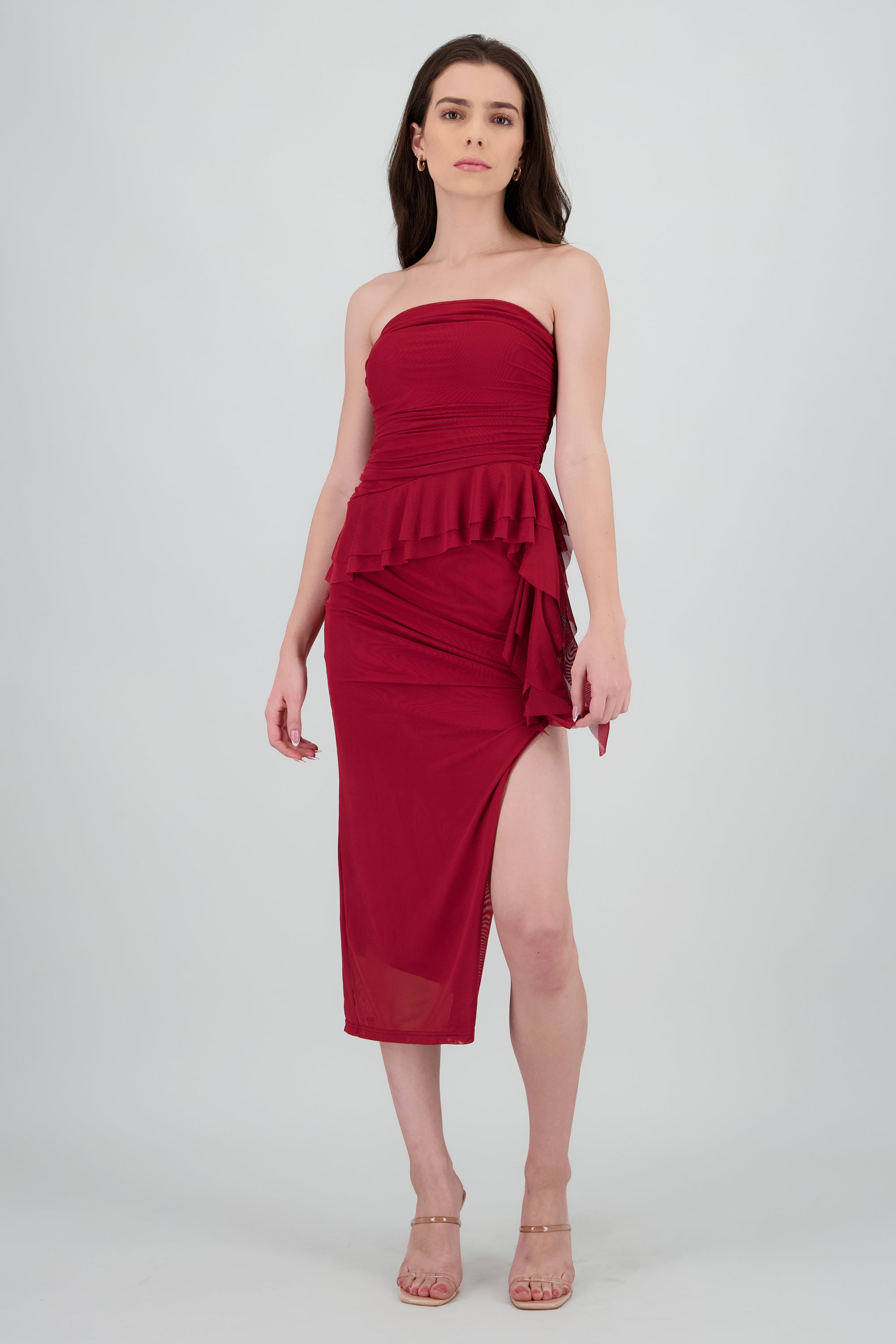 Maxi vestido mesh olanes CIRUELA