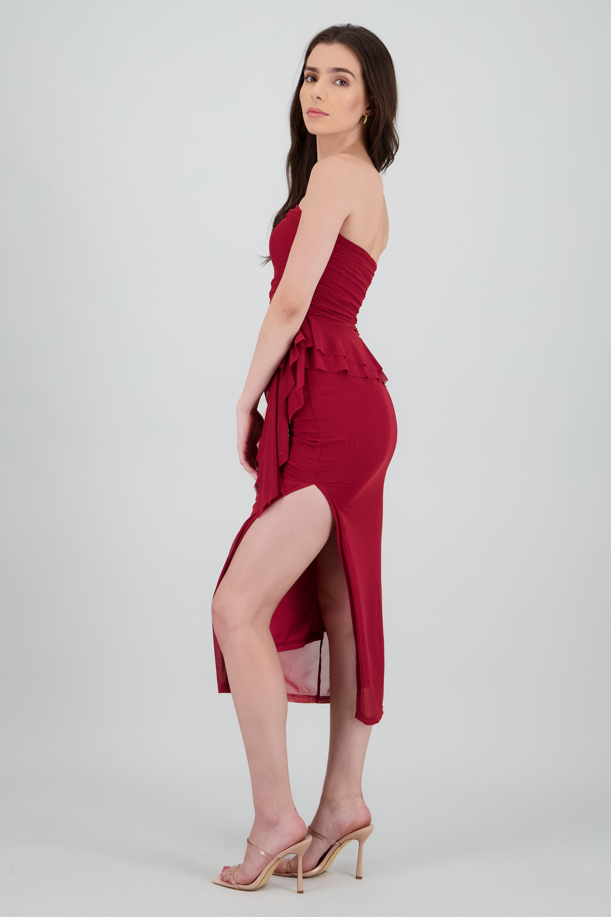Maxi vestido mesh olanes CIRUELA