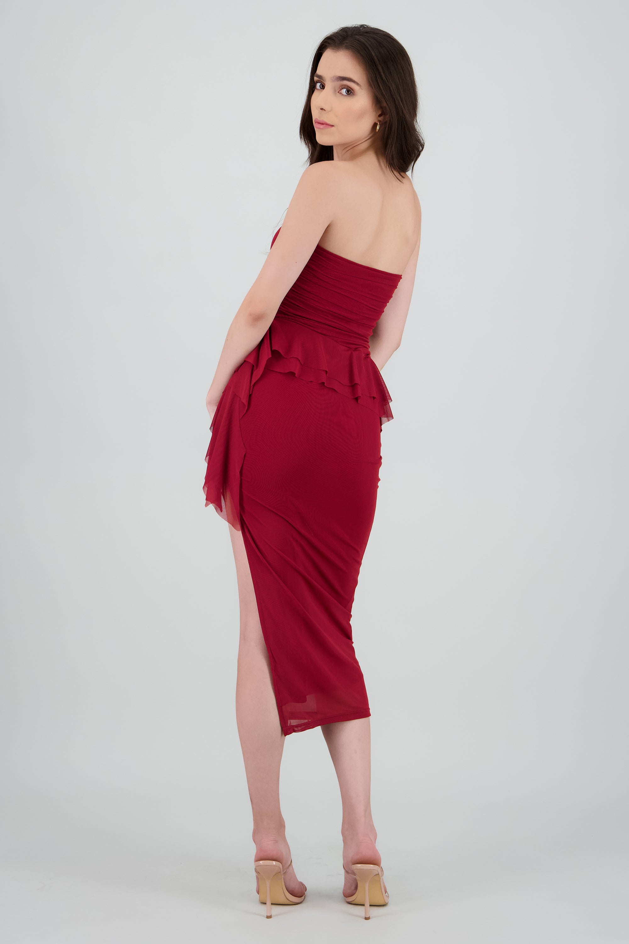 Maxi vestido mesh olanes CIRUELA