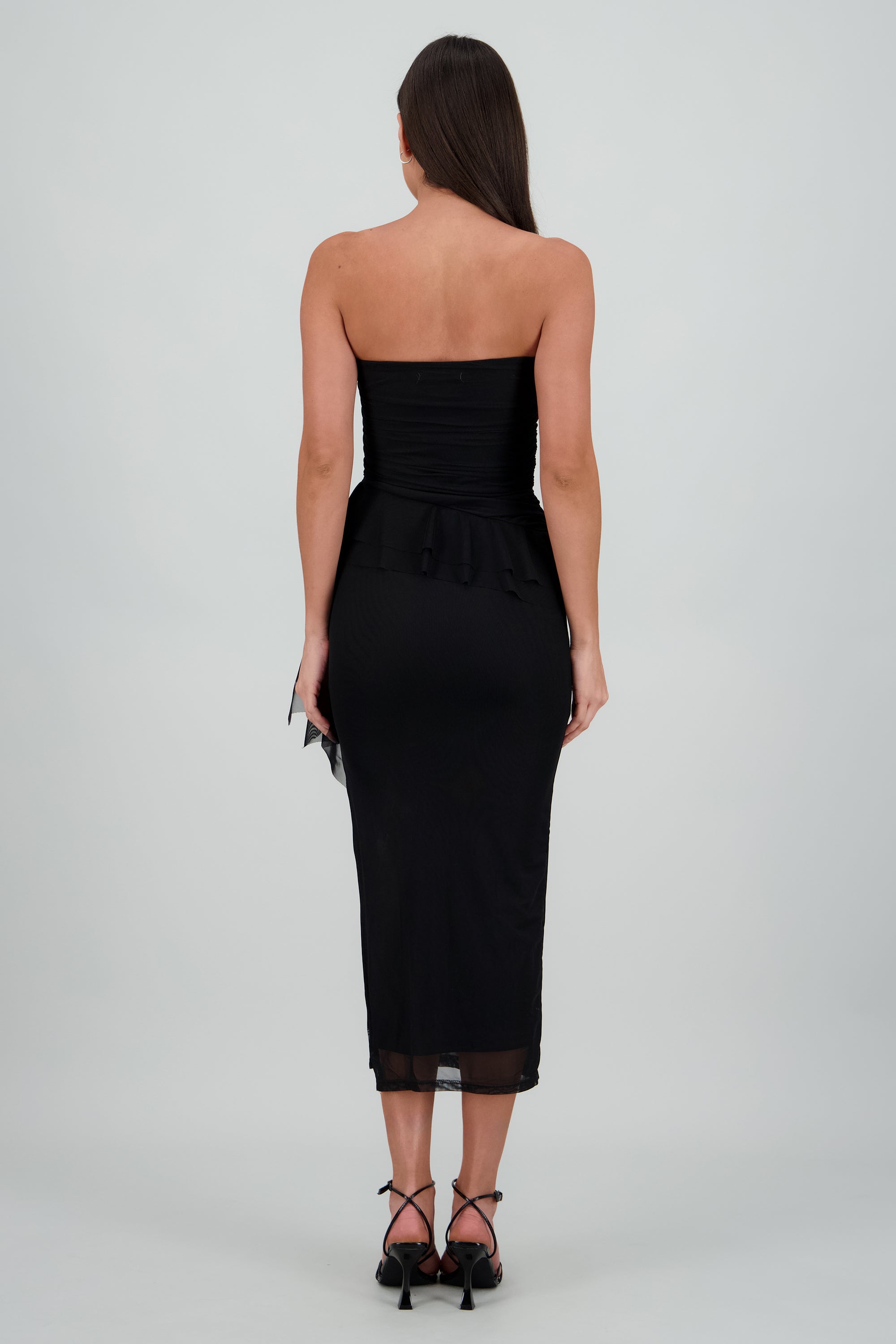 Maxi vestido mesh olanes NEGRO