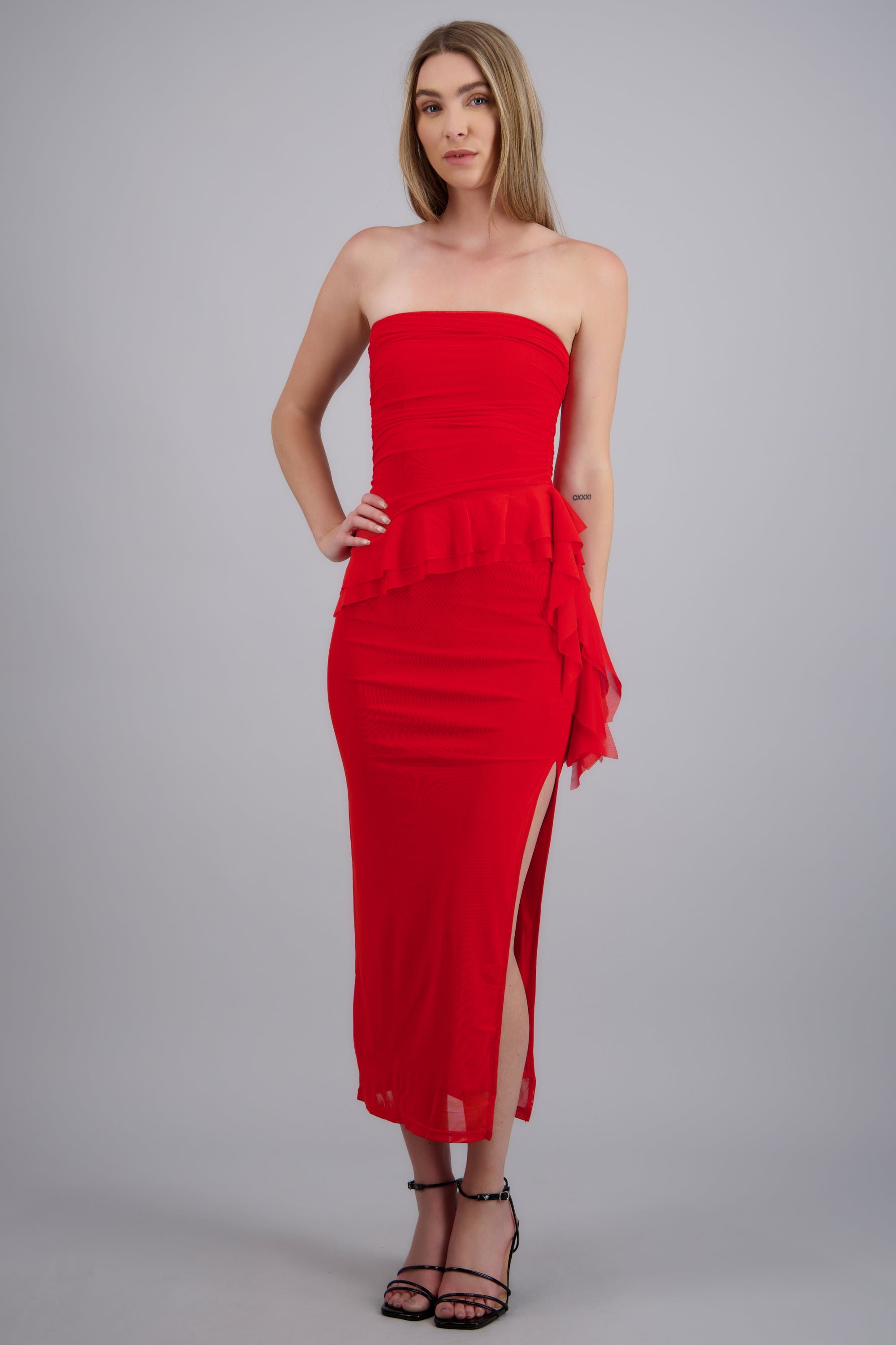 Maxi vestido mesh olanes ROJO