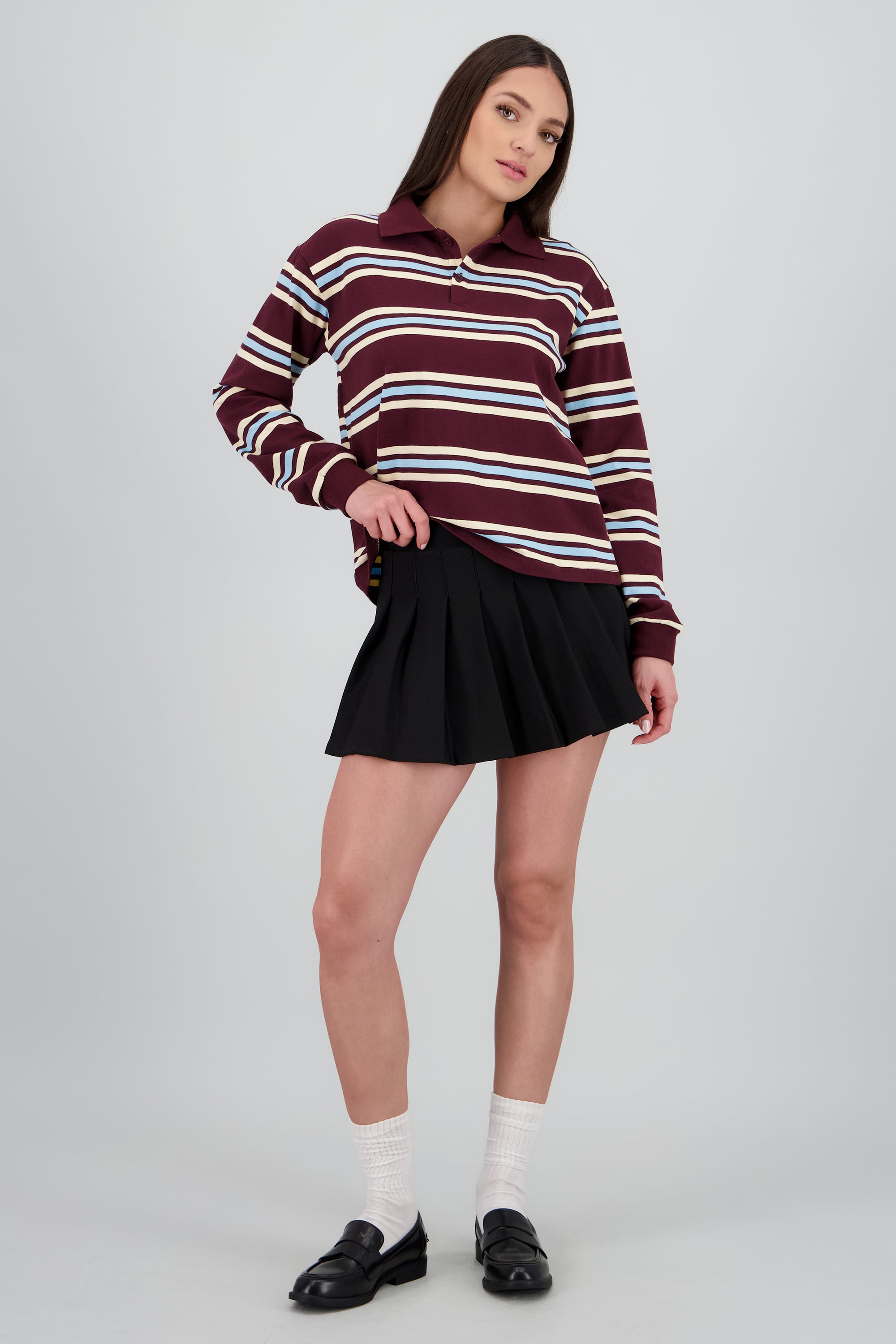 Sudadera polo oversized rayas