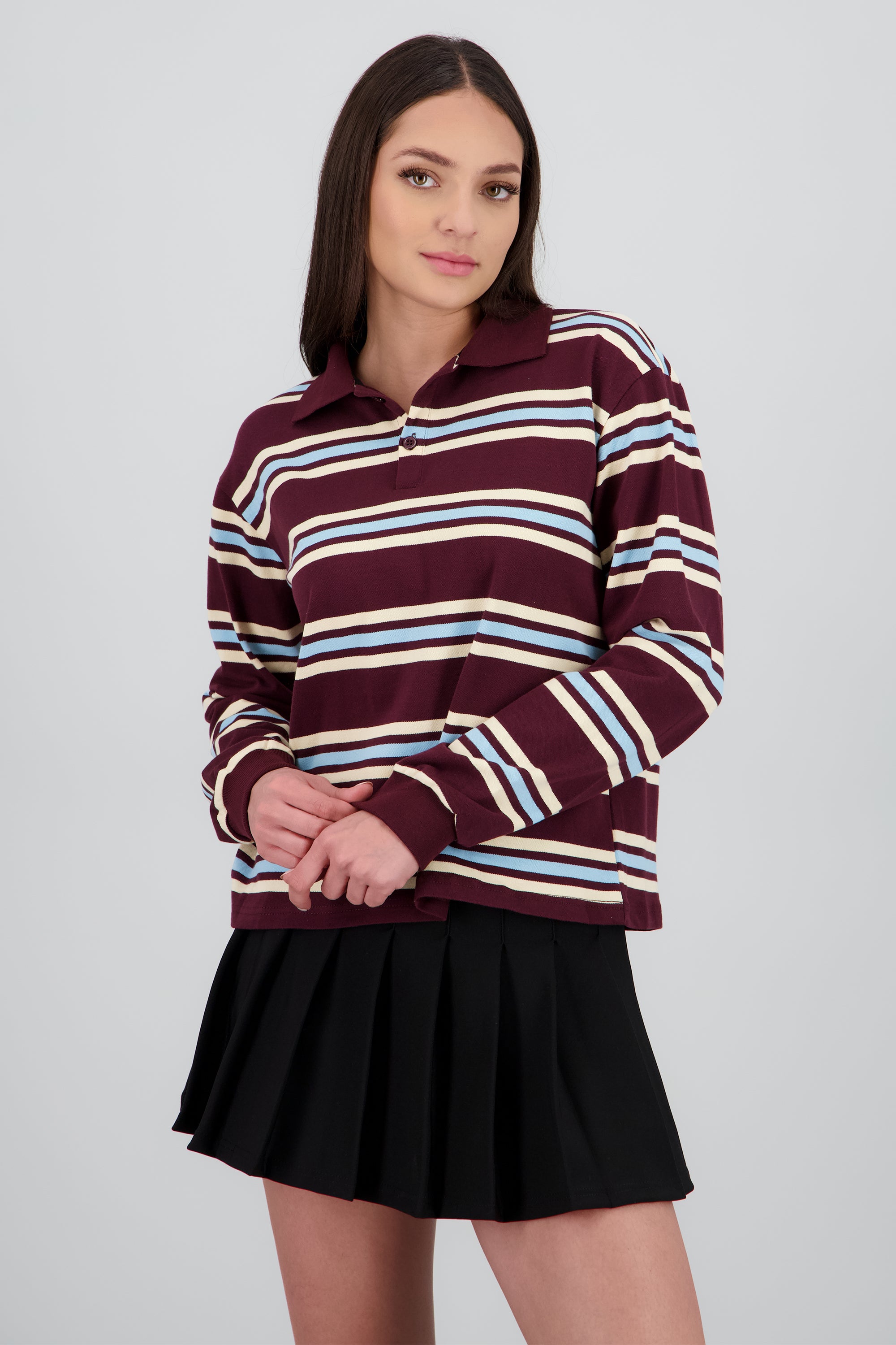 Sudadera polo oversized rayas