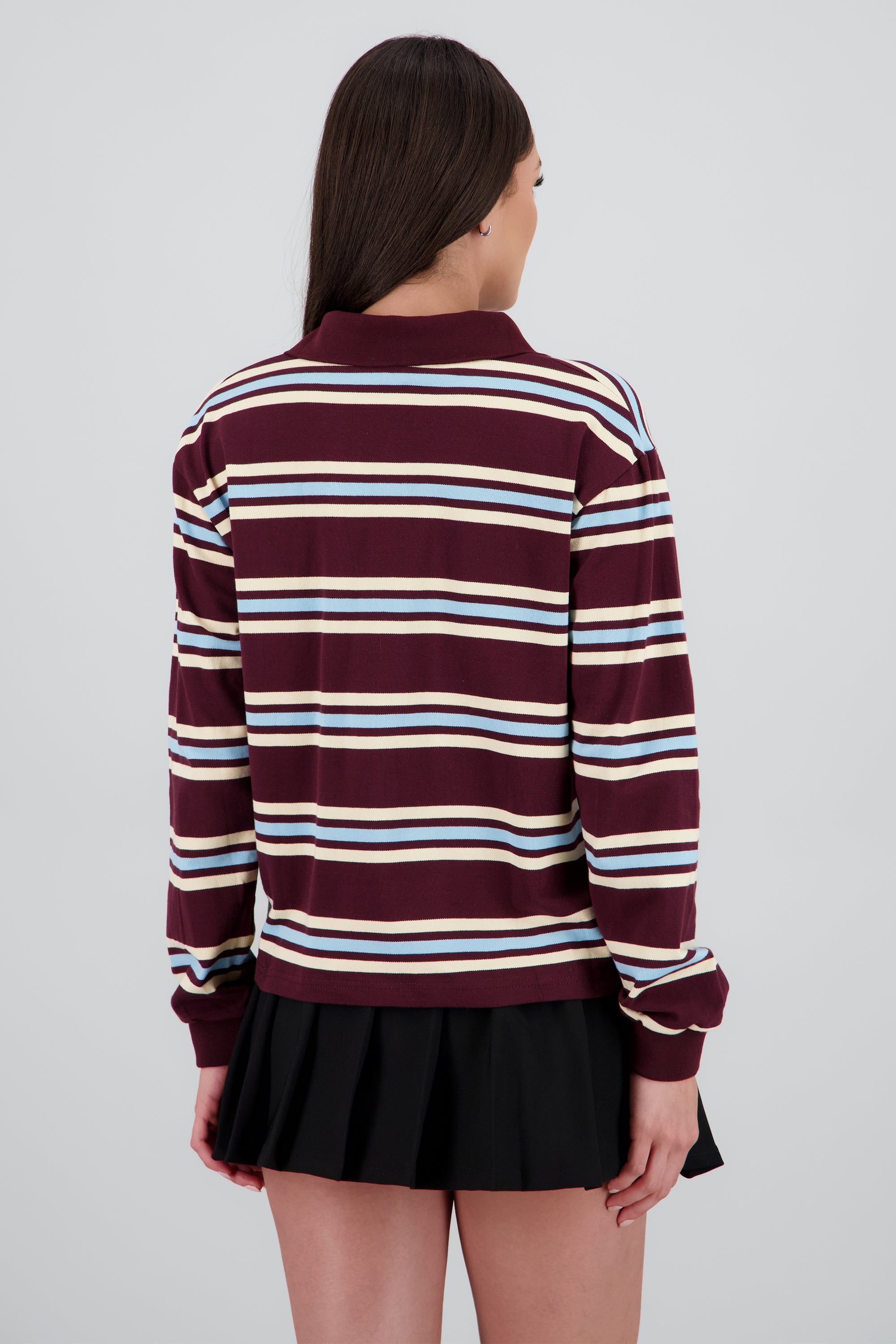 Sudadera polo oversized rayas CAFE COMBO