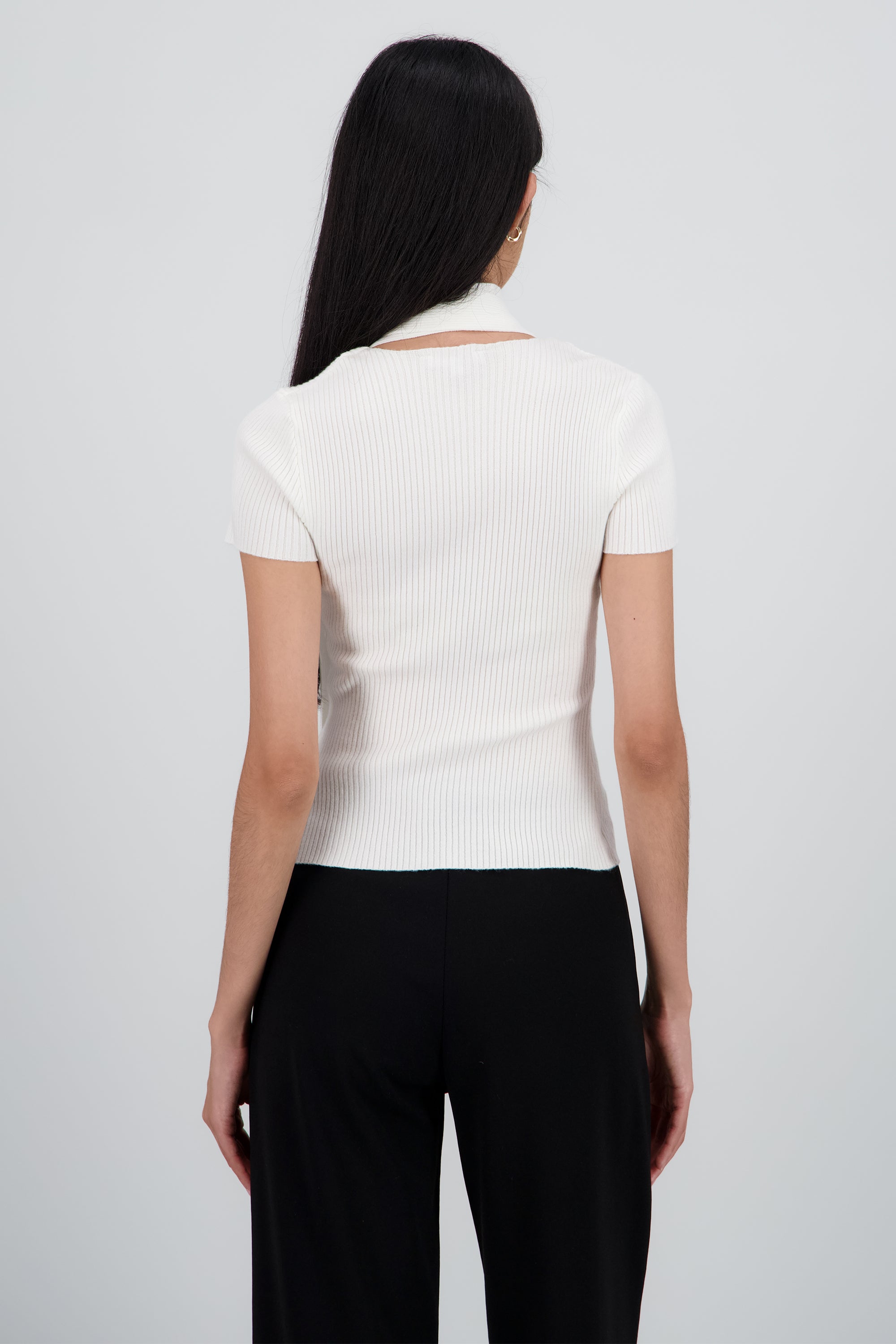 Top escote cuadrado rib cinta BLANCO
