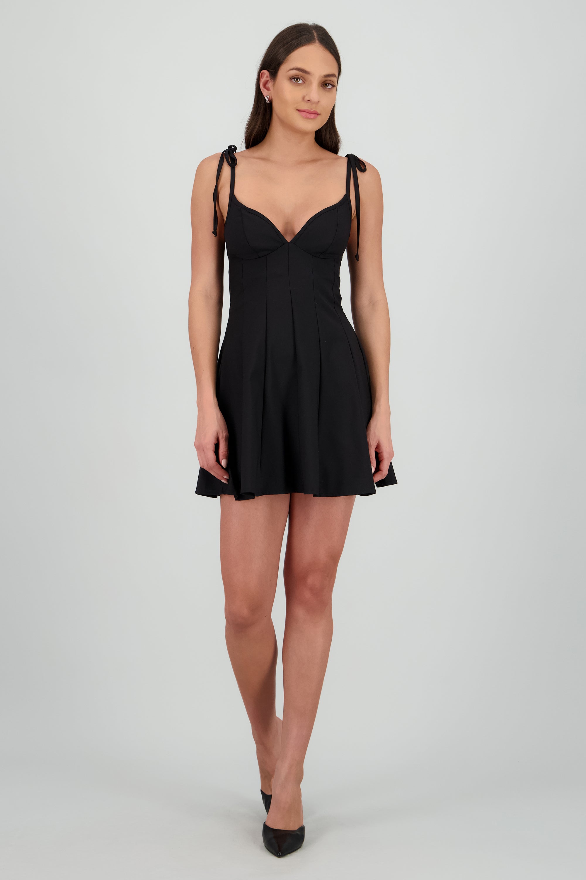 Vestido corset tableado NEGRO