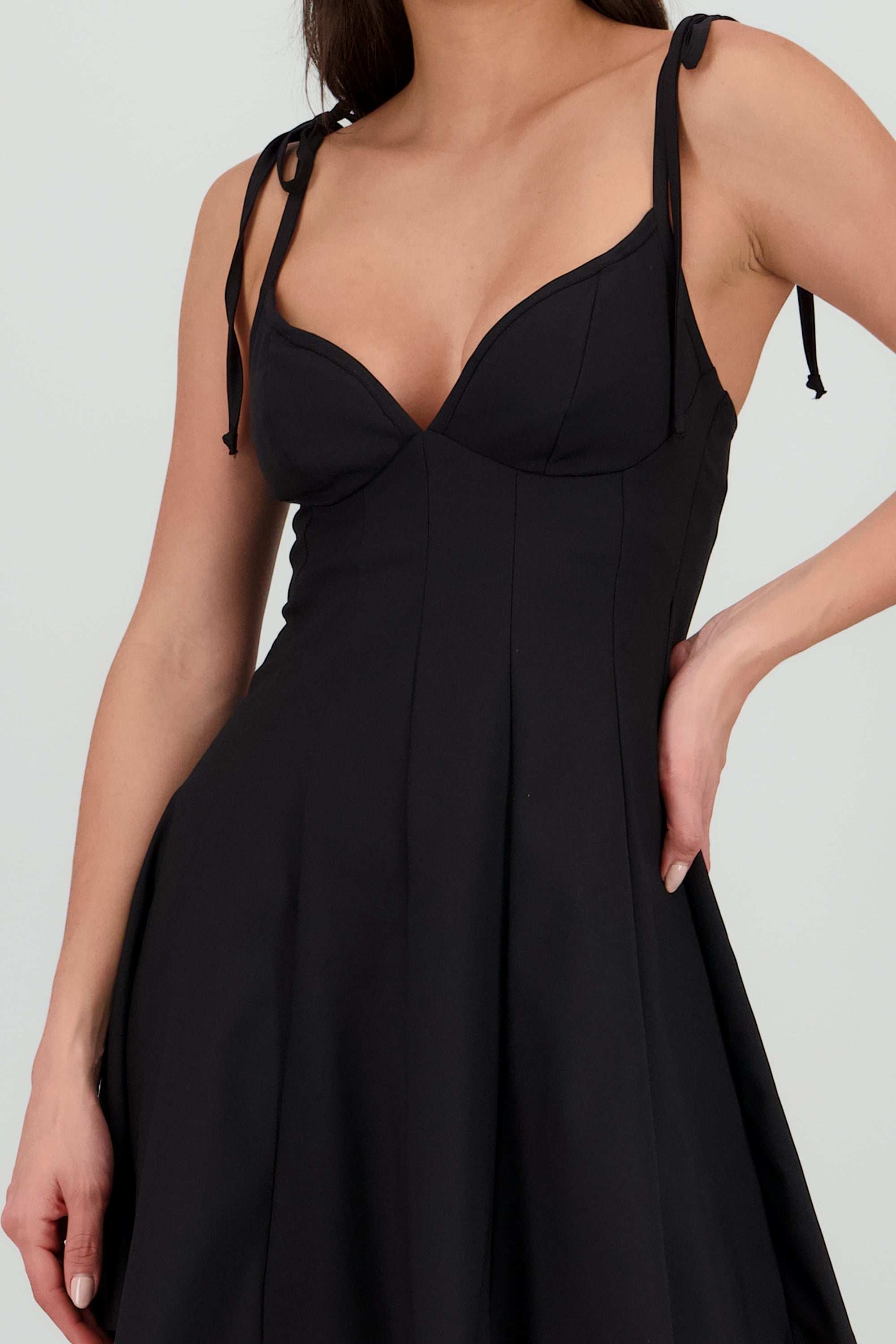 Vestido corset tableado NEGRO