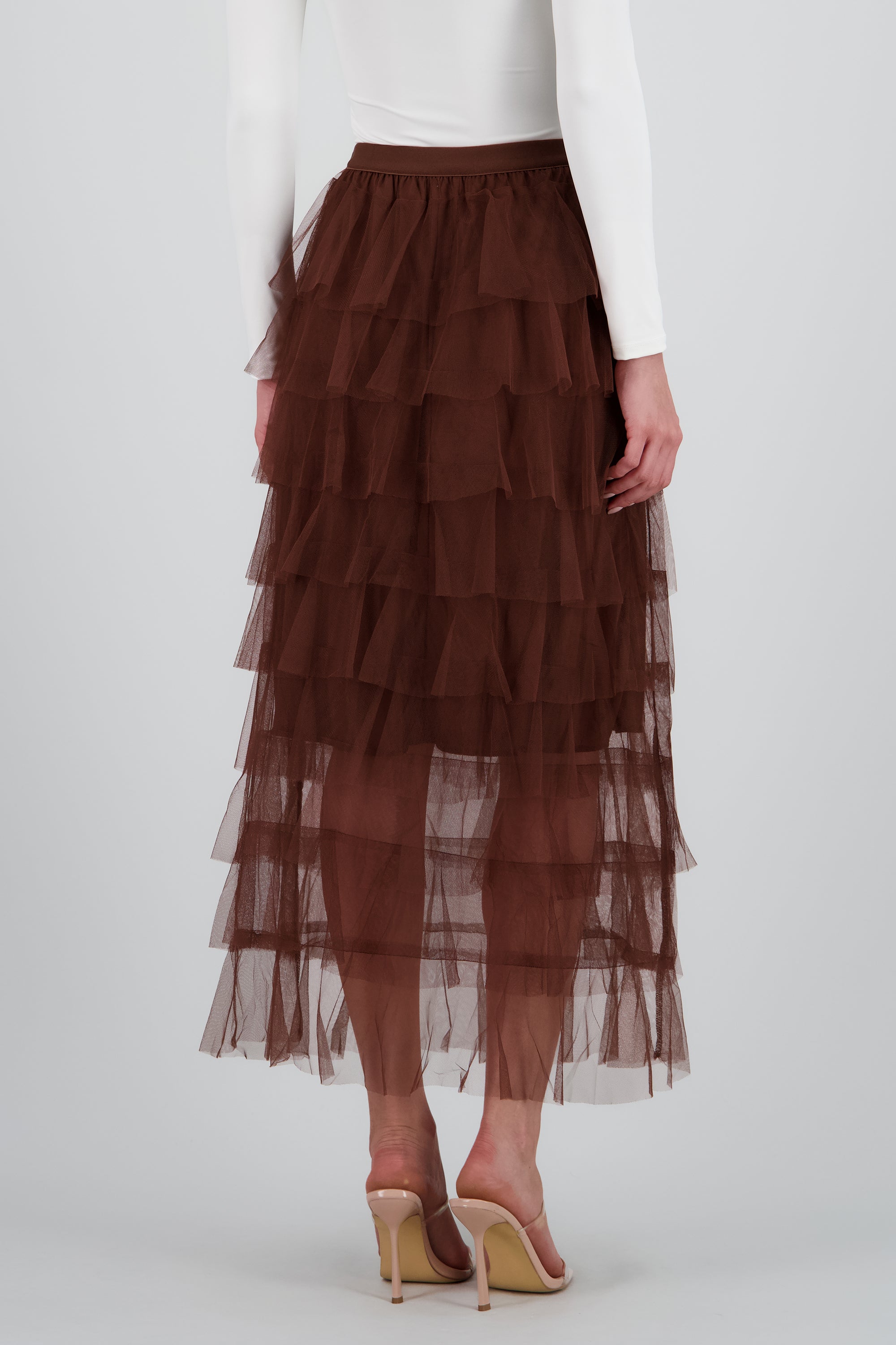 Falda maxi capas olanes CAFE OBSCURO