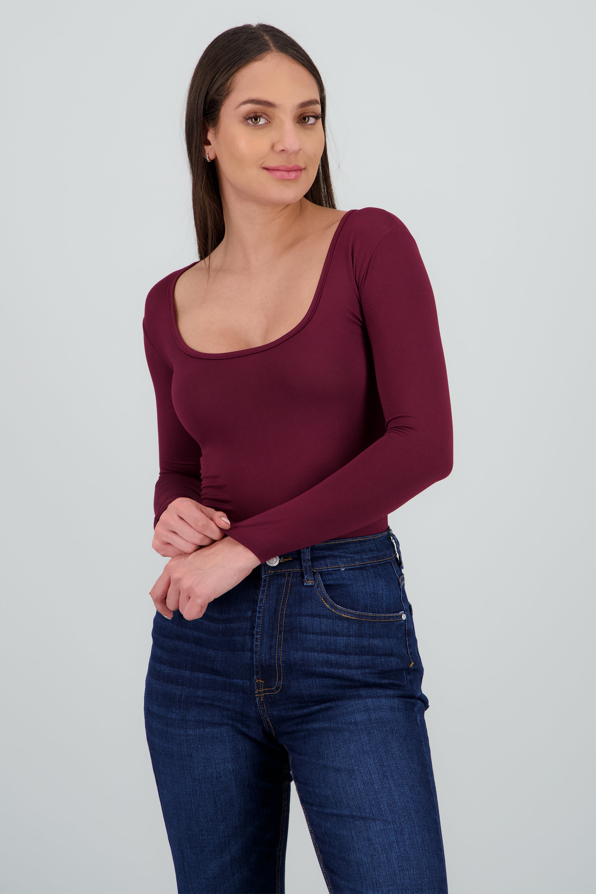 Bodysuit Liso Cuello Scoop CIRUELA