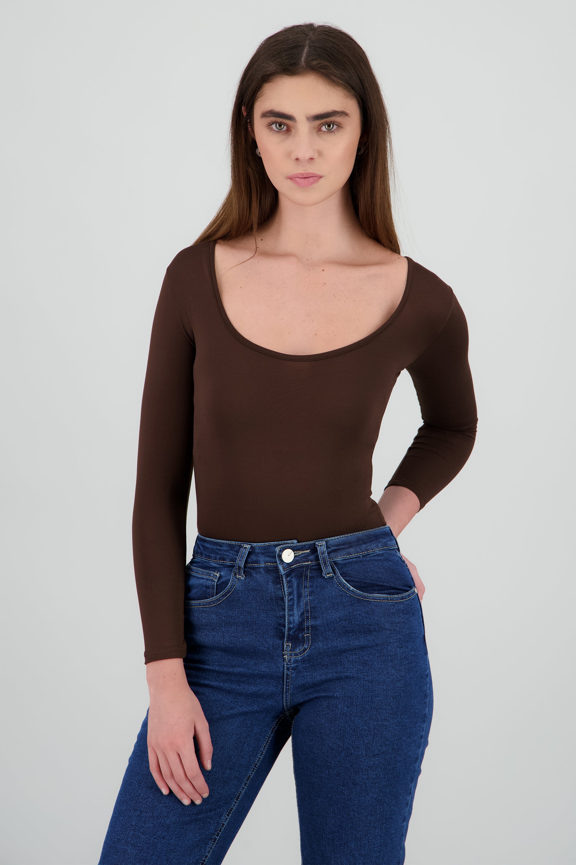 Bodysuit Liso Cuello Scoop CHOCOLATE