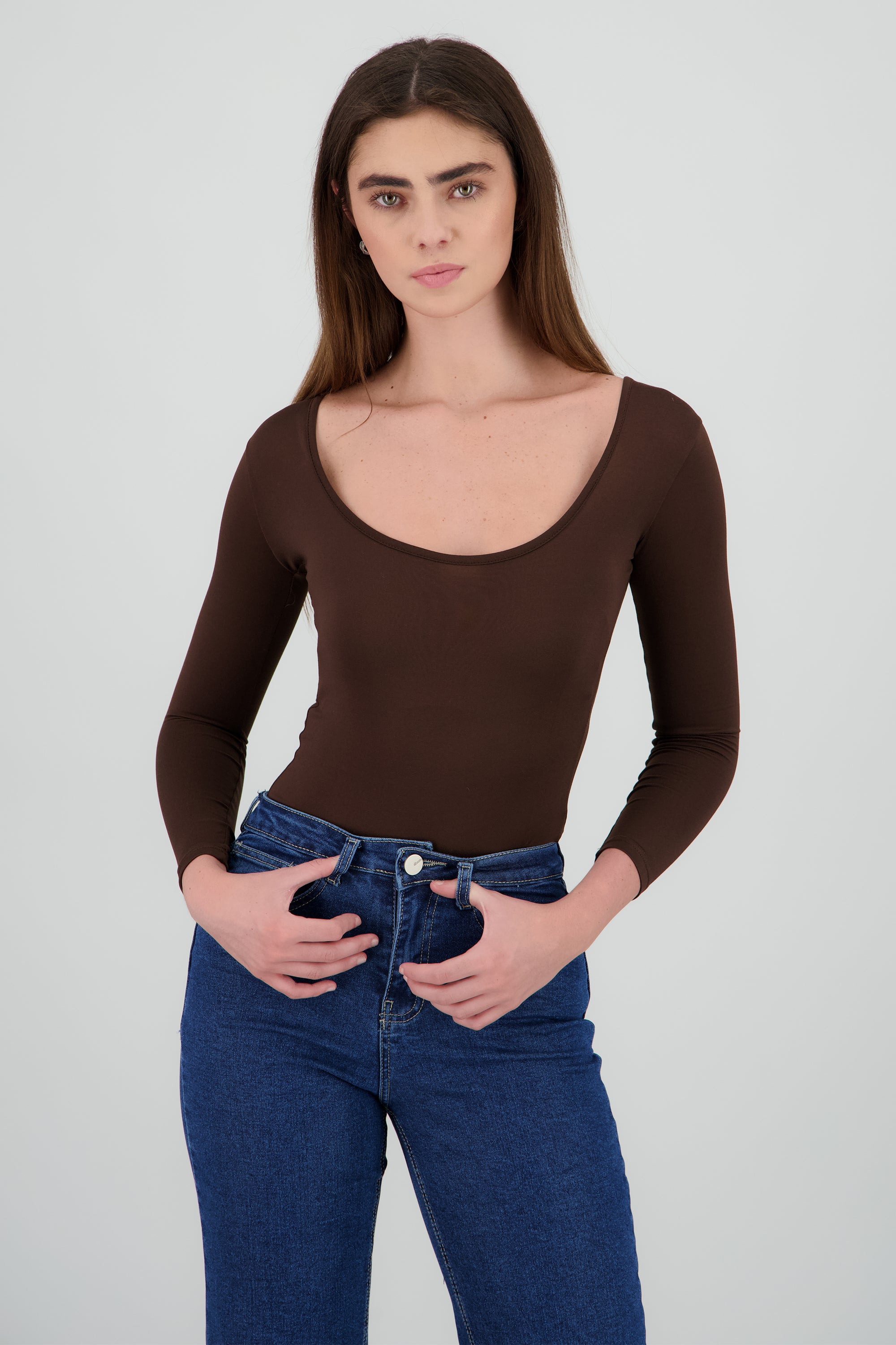 Bodysuit Liso Cuello Scoop CHOCOLATE
