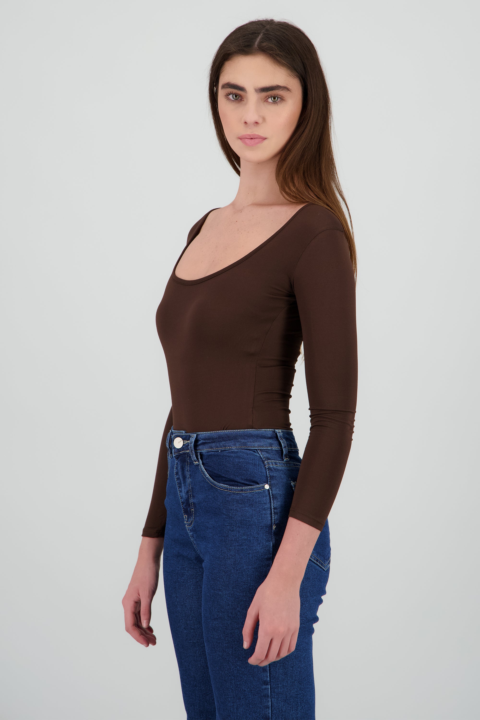 Bodysuit Liso Cuello Scoop CHOCOLATE