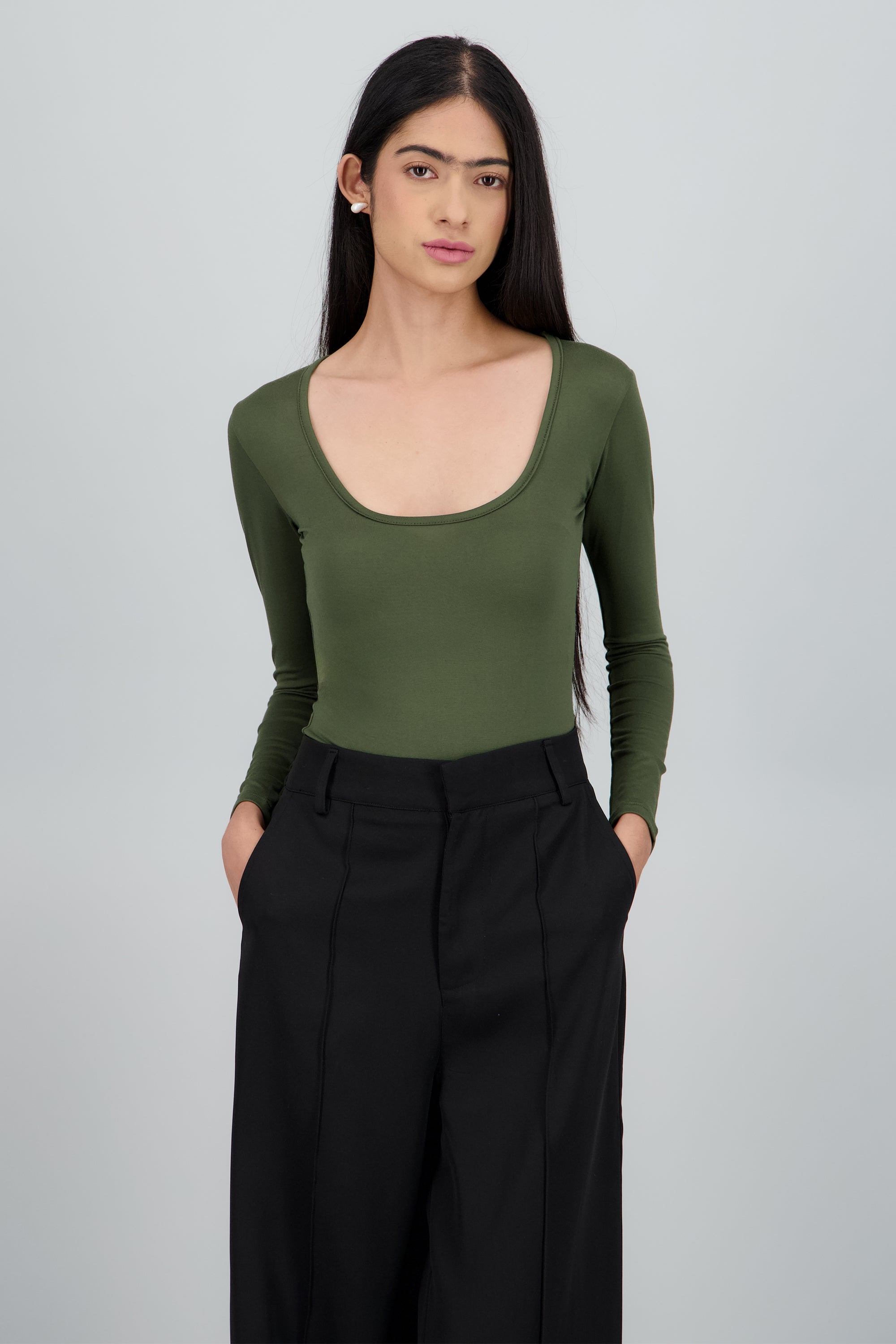 Bodysuit Liso Cuello Scoop OLIVO