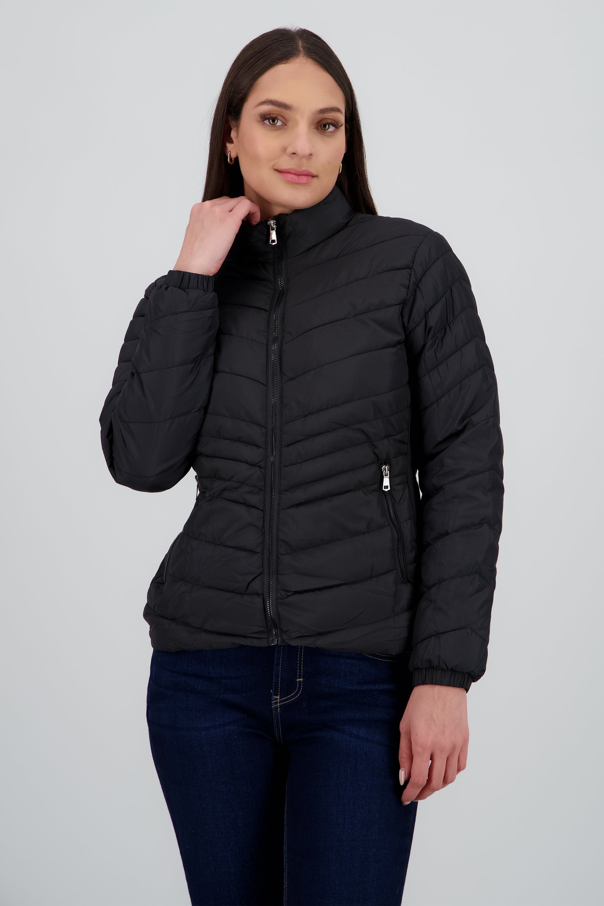 Chamarra puffer con bolsas NEGRO