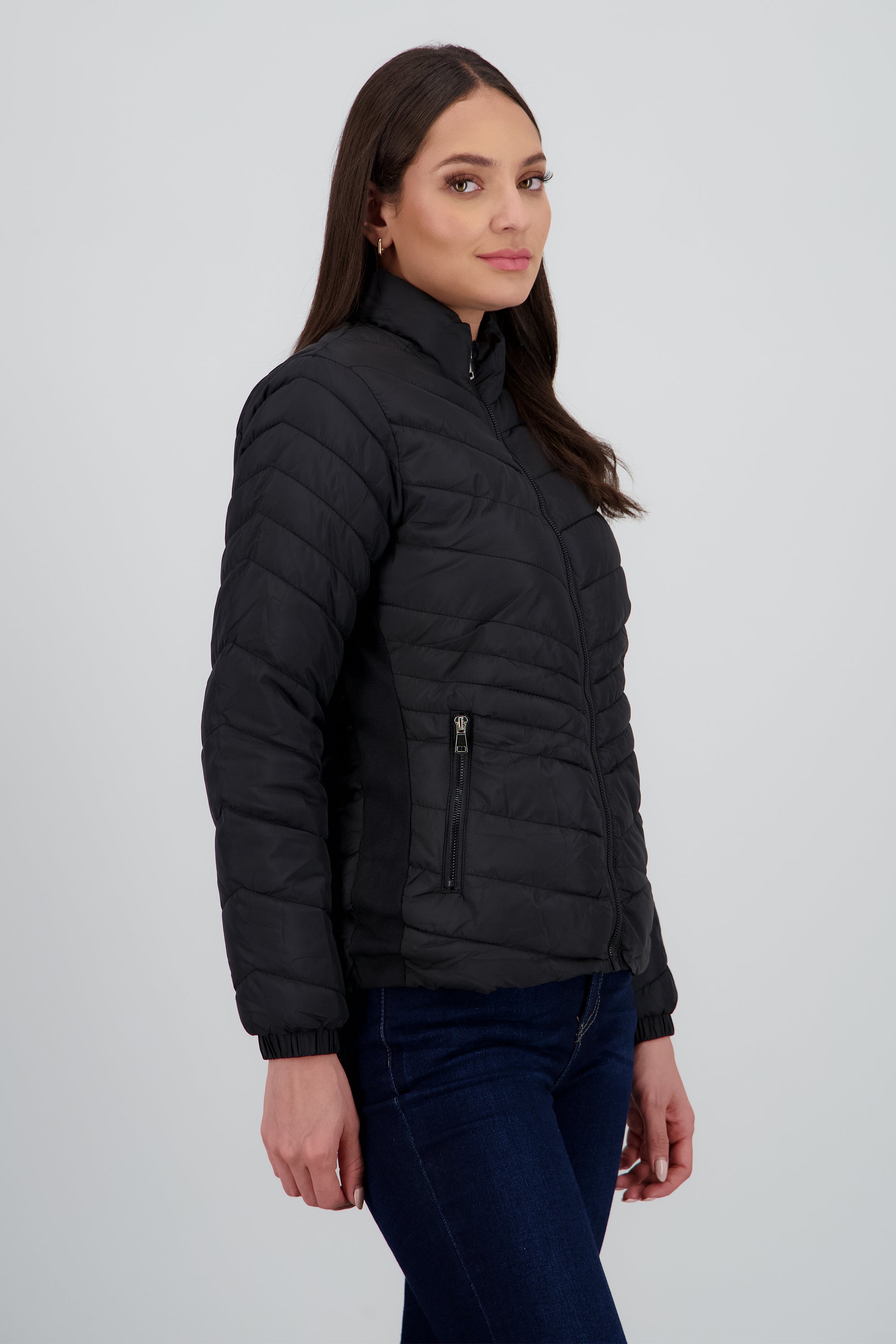 Chamarra puffer con bolsas NEGRO