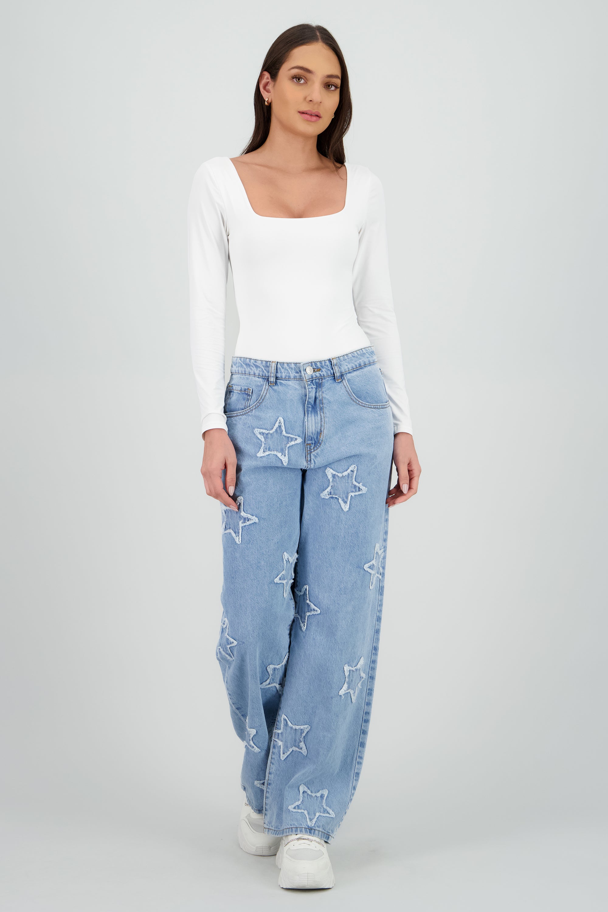 Jeans straight estrellas mini LIGHT WASH
