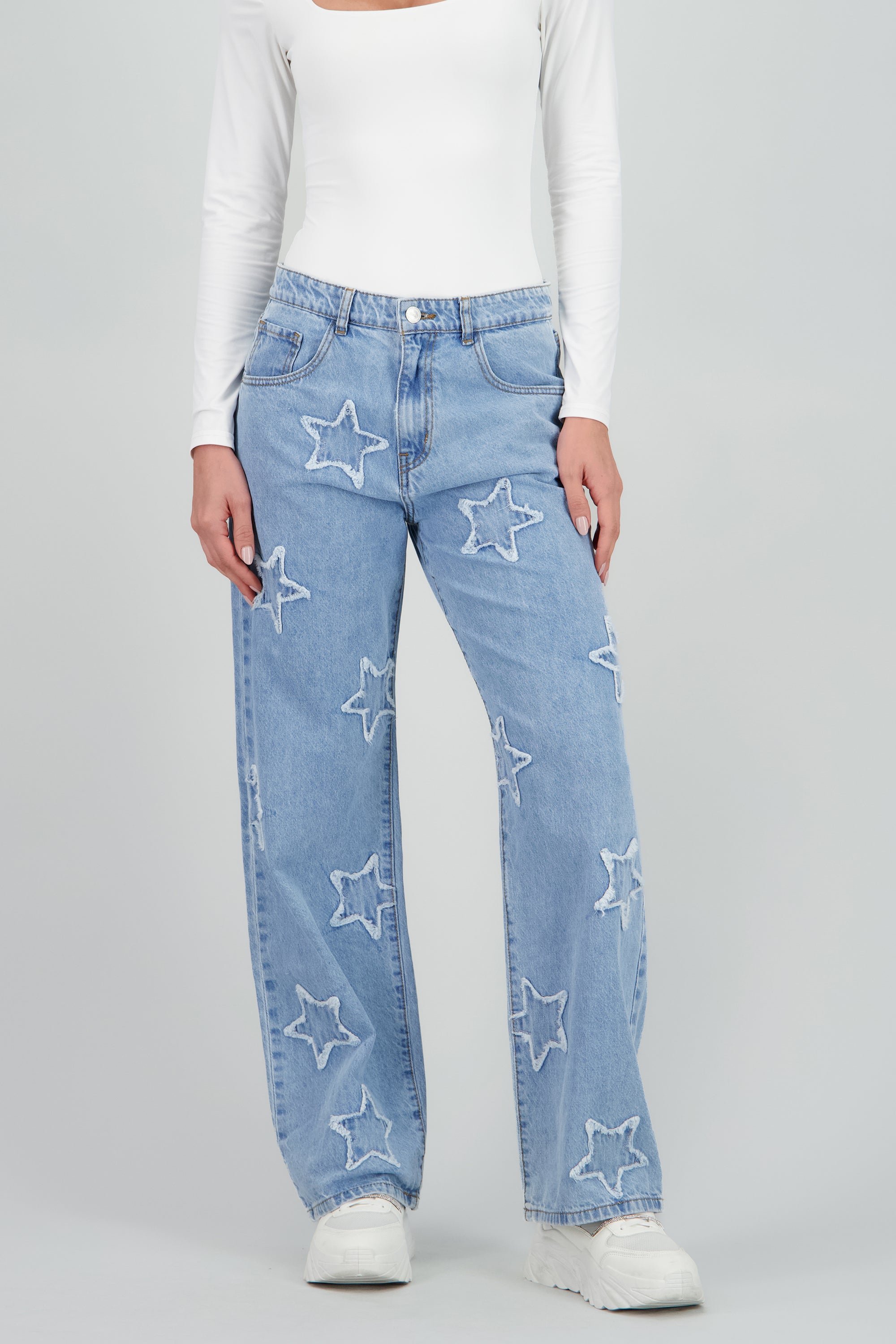 Jeans straight estrellas mini LIGHT WASH