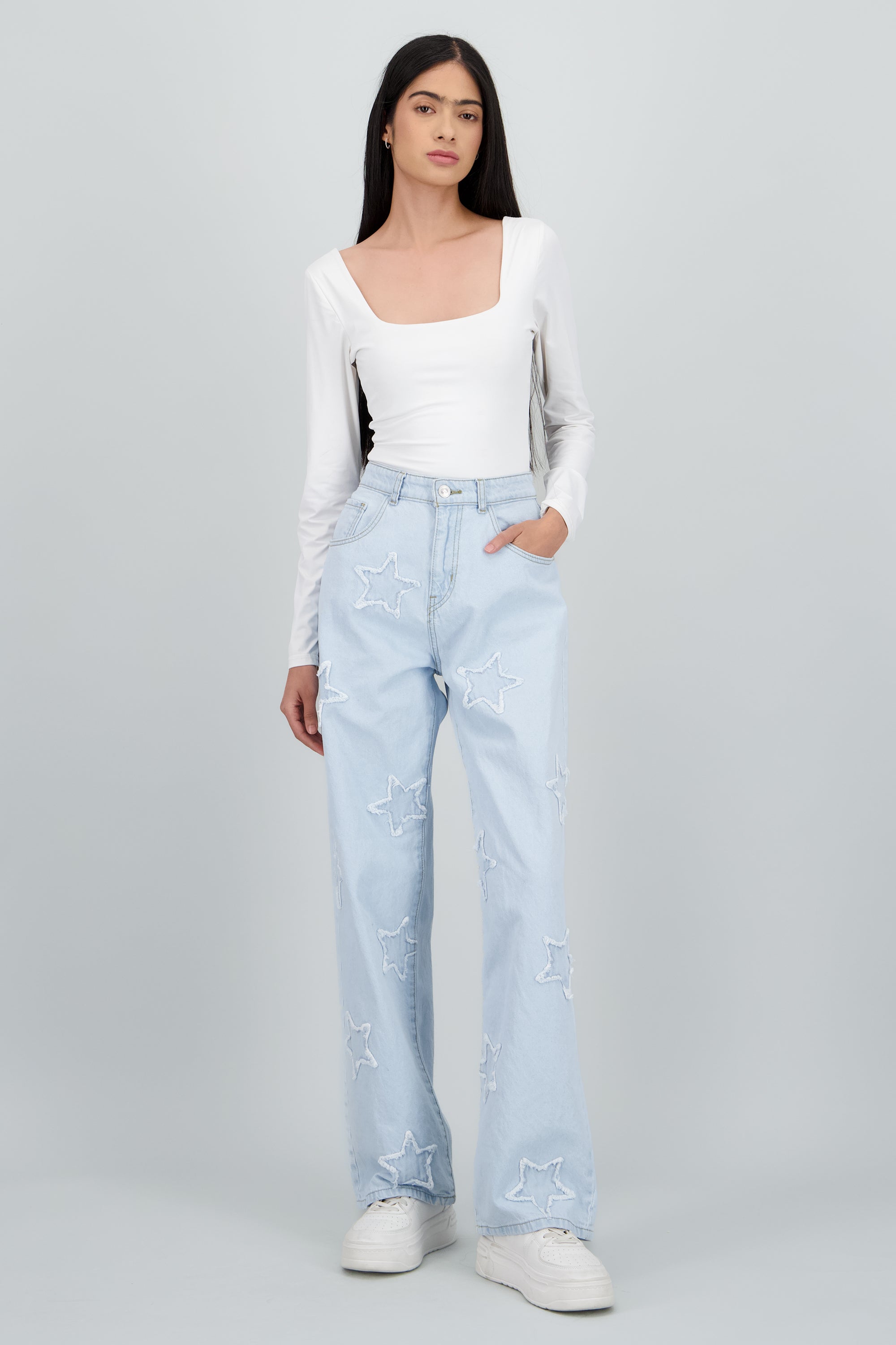 Jeans straight estrellas mini BLEACHED