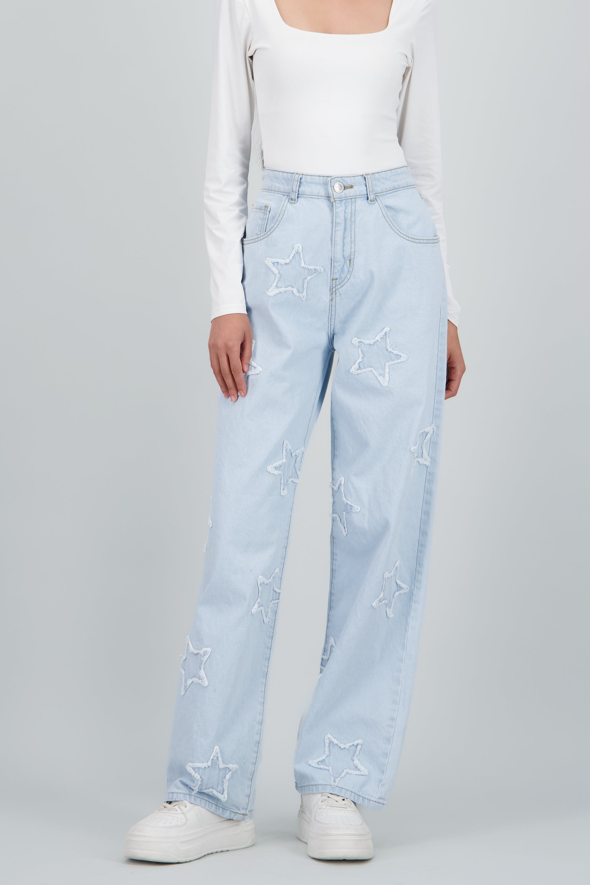 Jeans straight estrellas mini BLEACHED