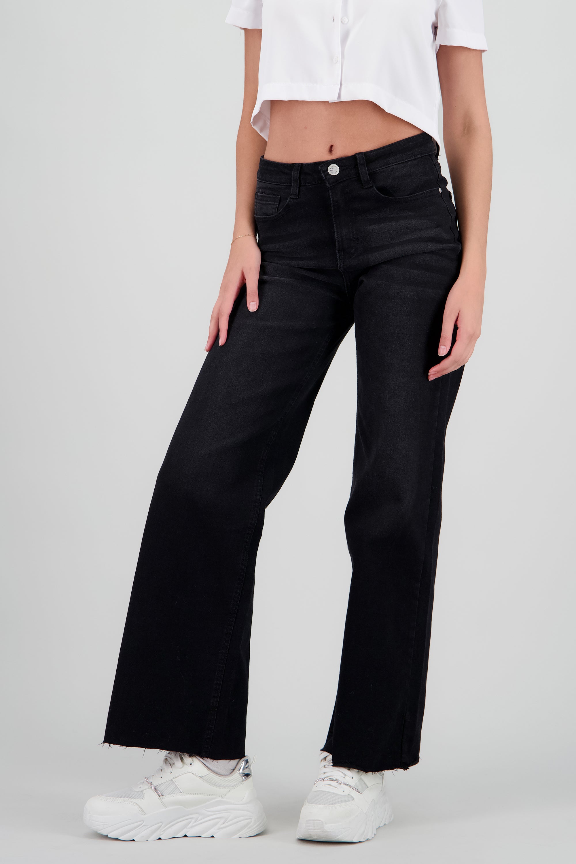 Jeans wide leg confort NEGRO