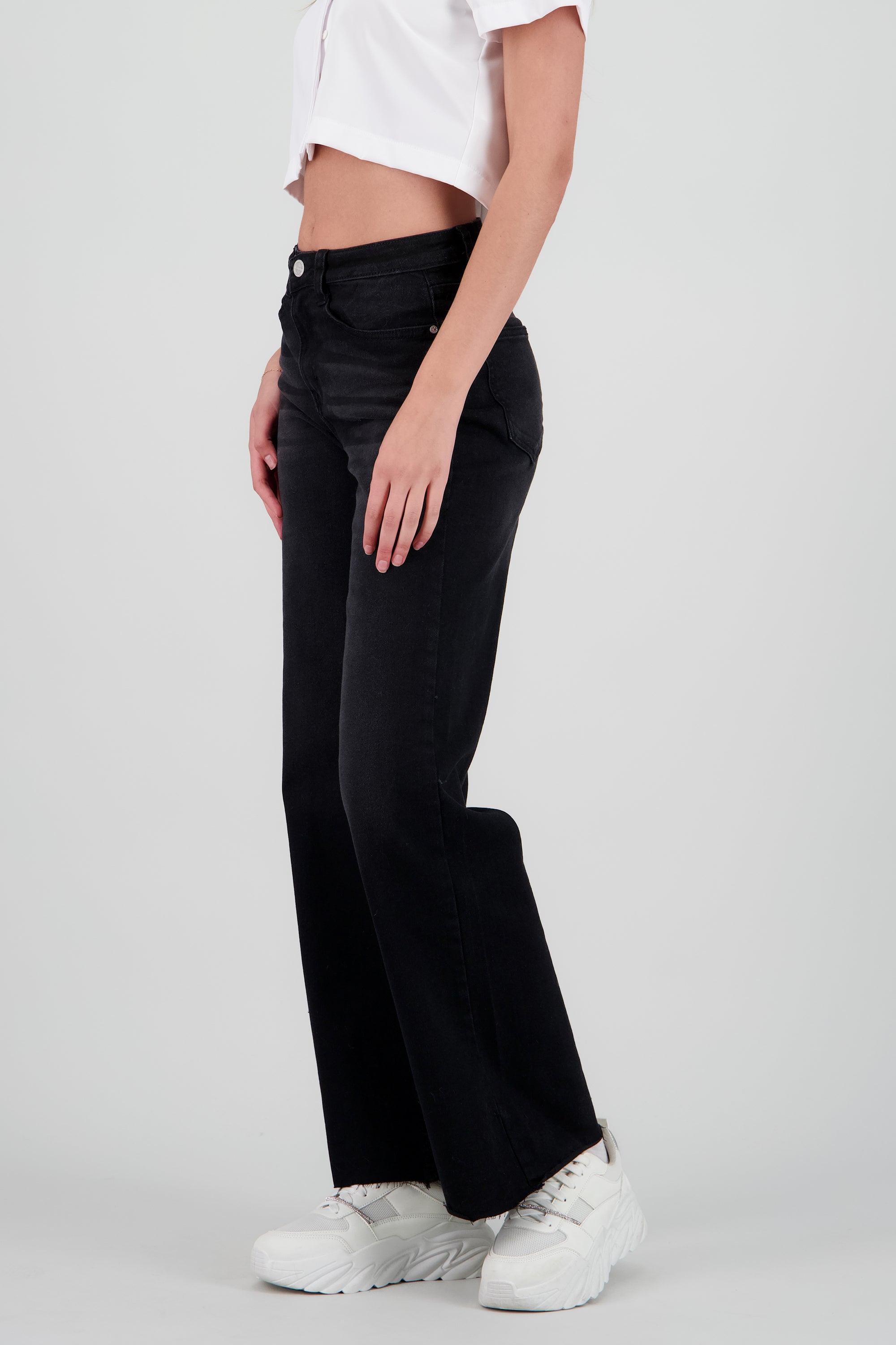 Jeans wide leg confort NEGRO