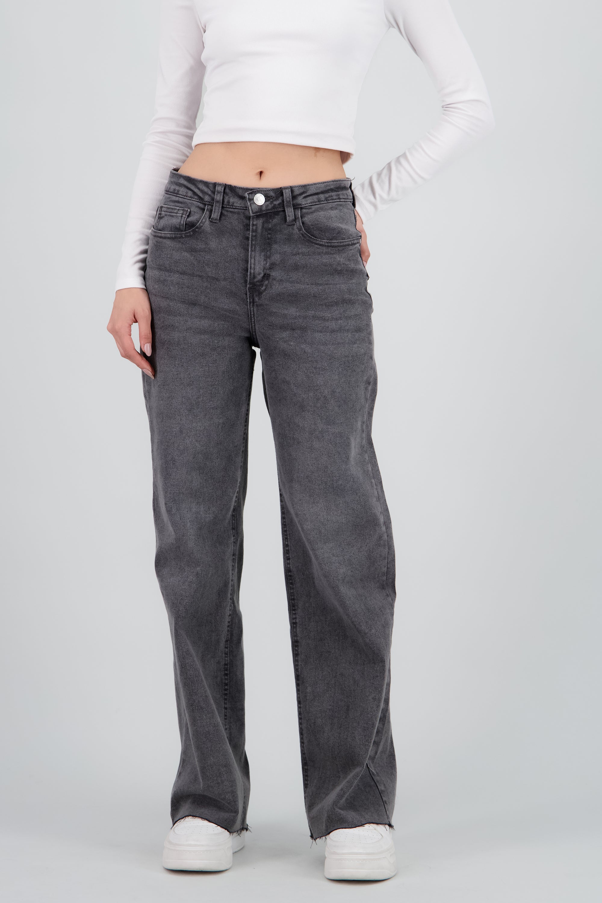 Jeans wide leg confort GRIS CLARO