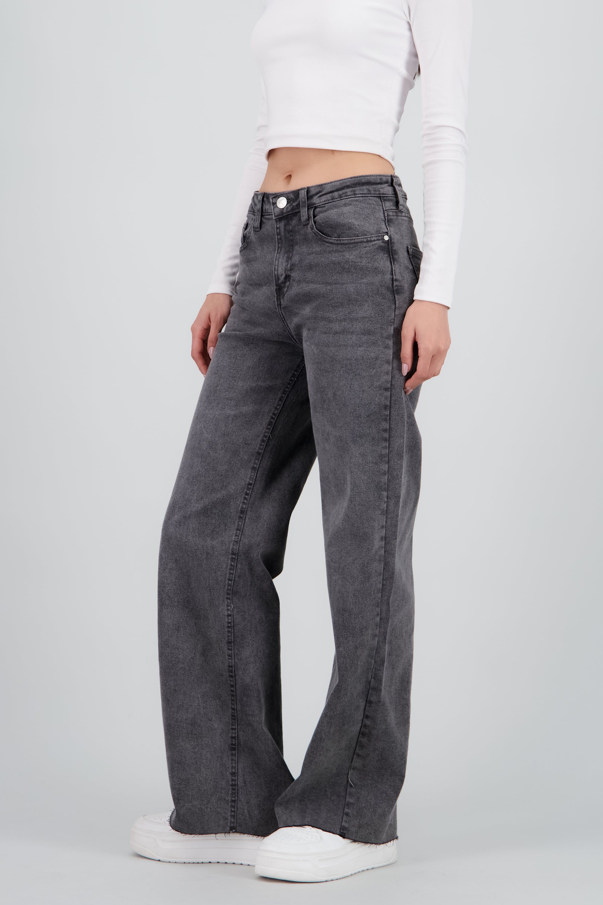 Jeans wide leg confort GRIS CLARO