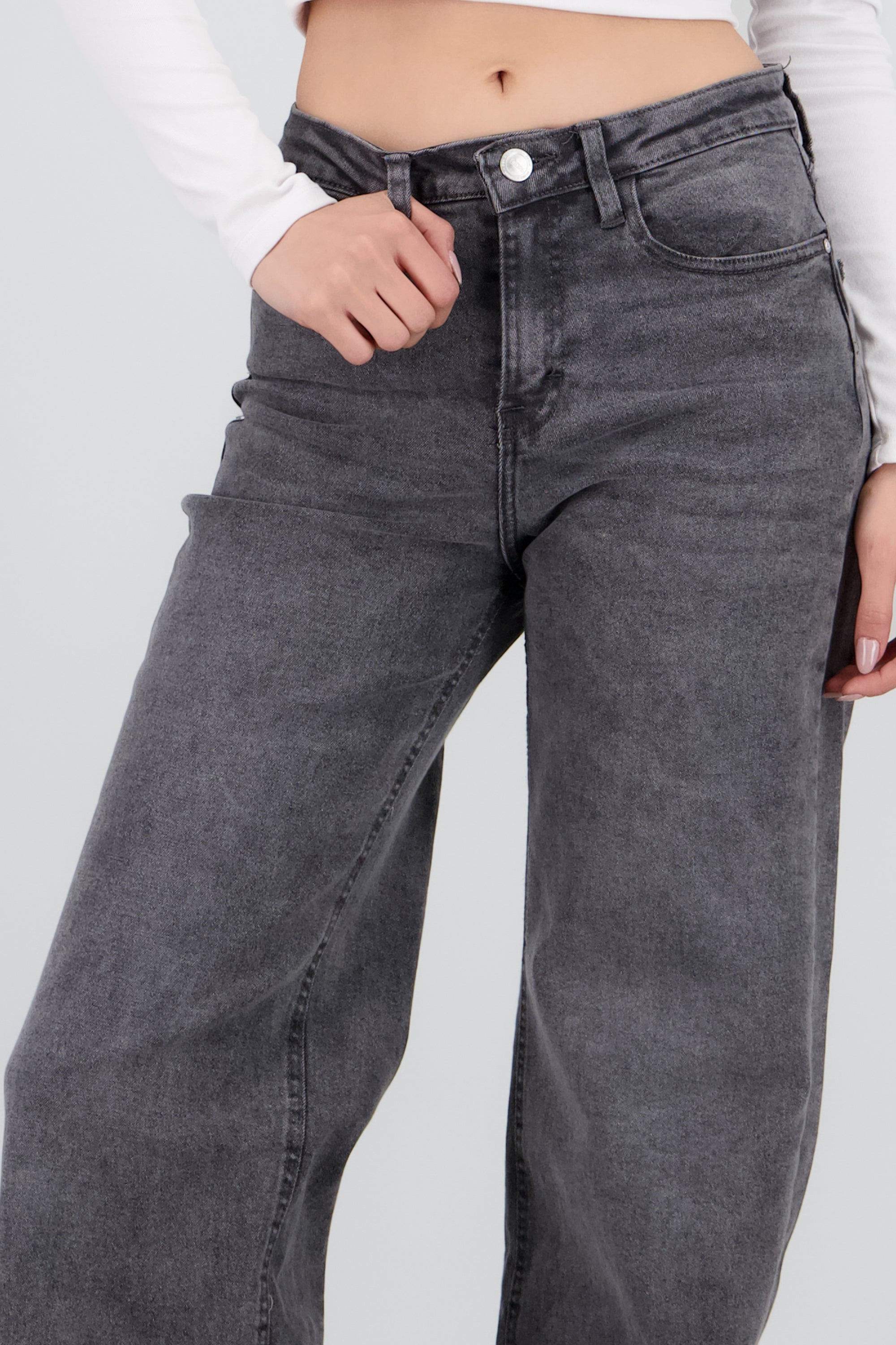 Jeans wide leg confort GRIS CLARO