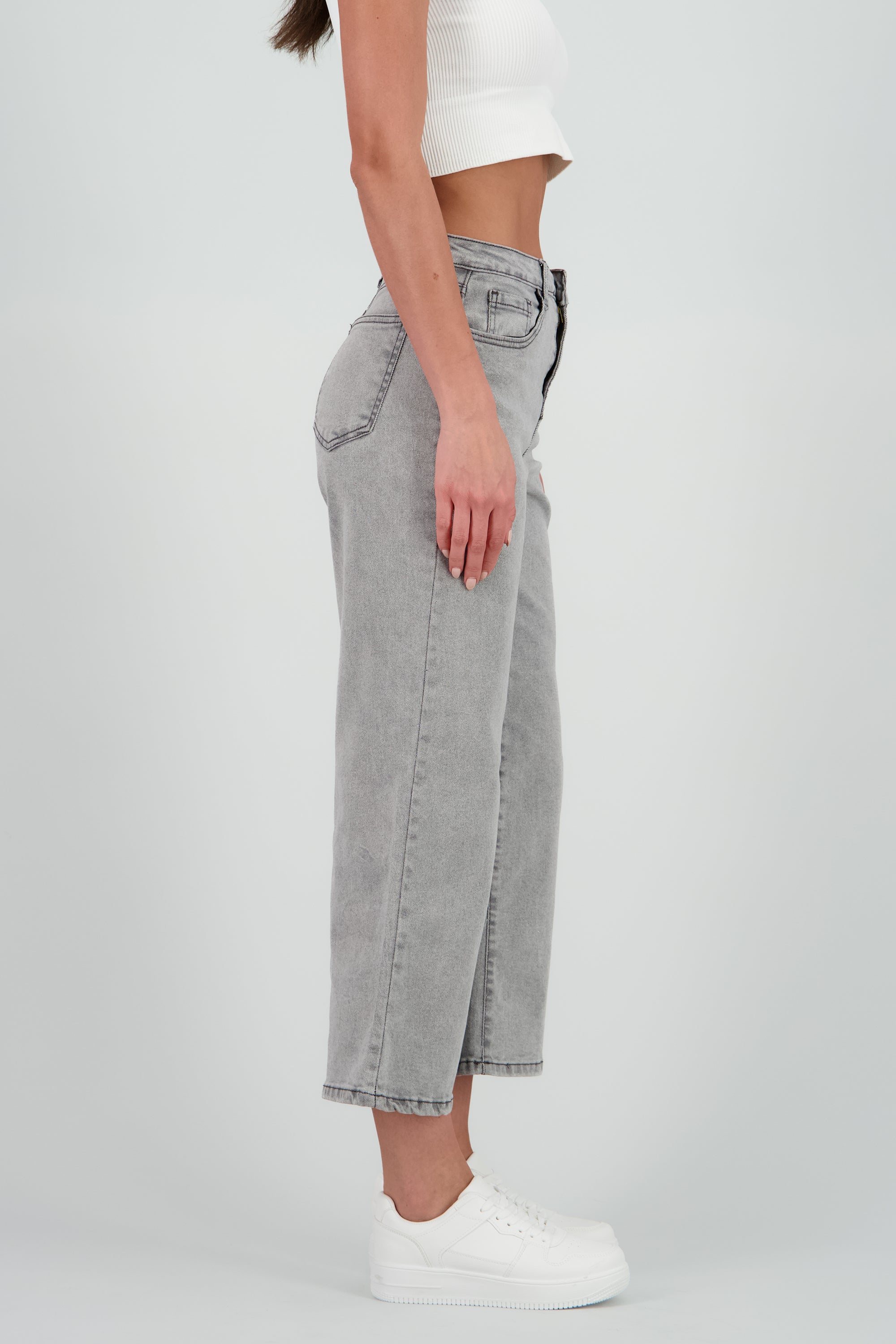 Jeans culotte al corte GRIS OBSCURO