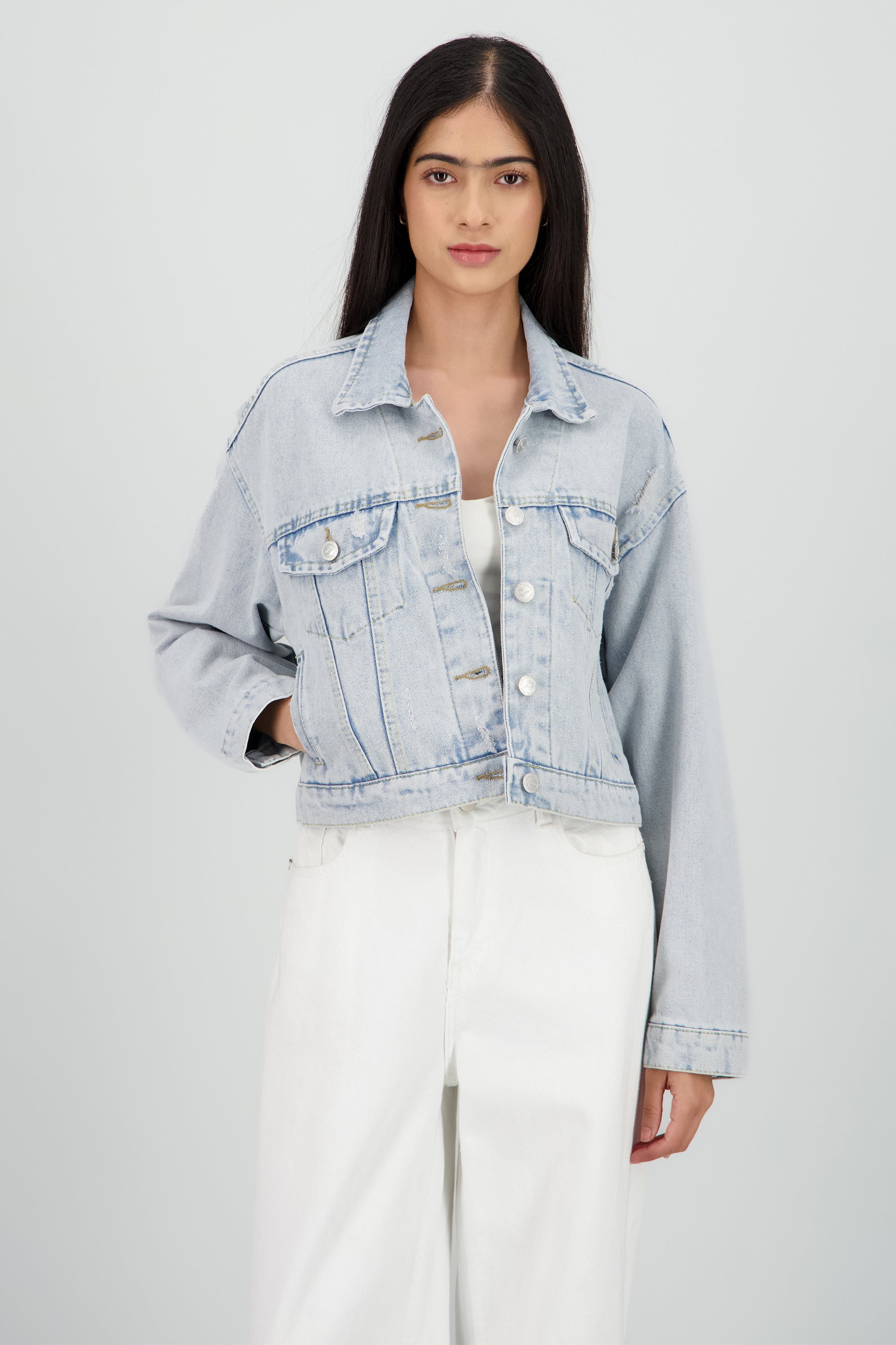 Chamarra trucker crop LIGHT WASH