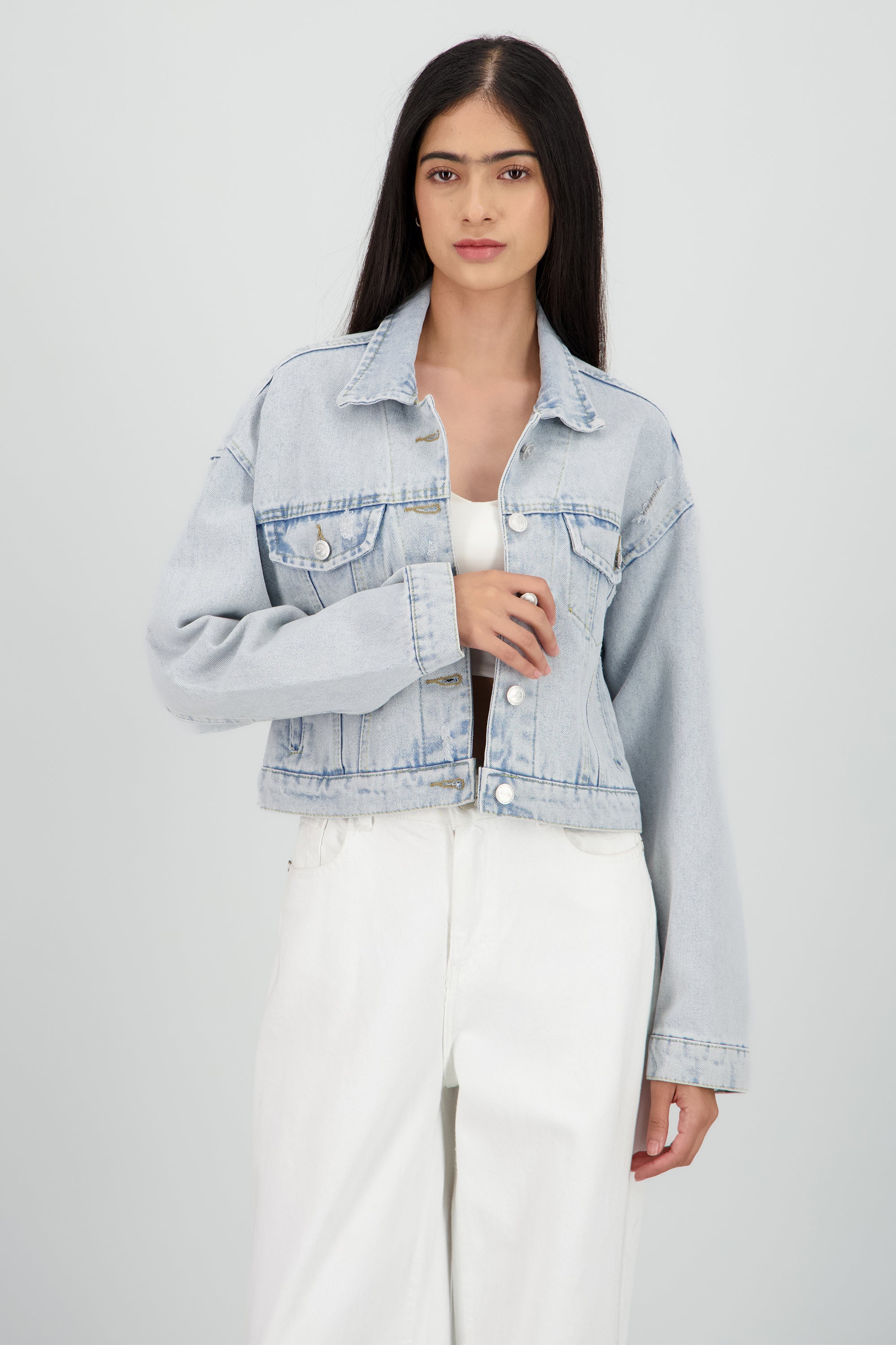 Chamarra trucker crop LIGHT WASH