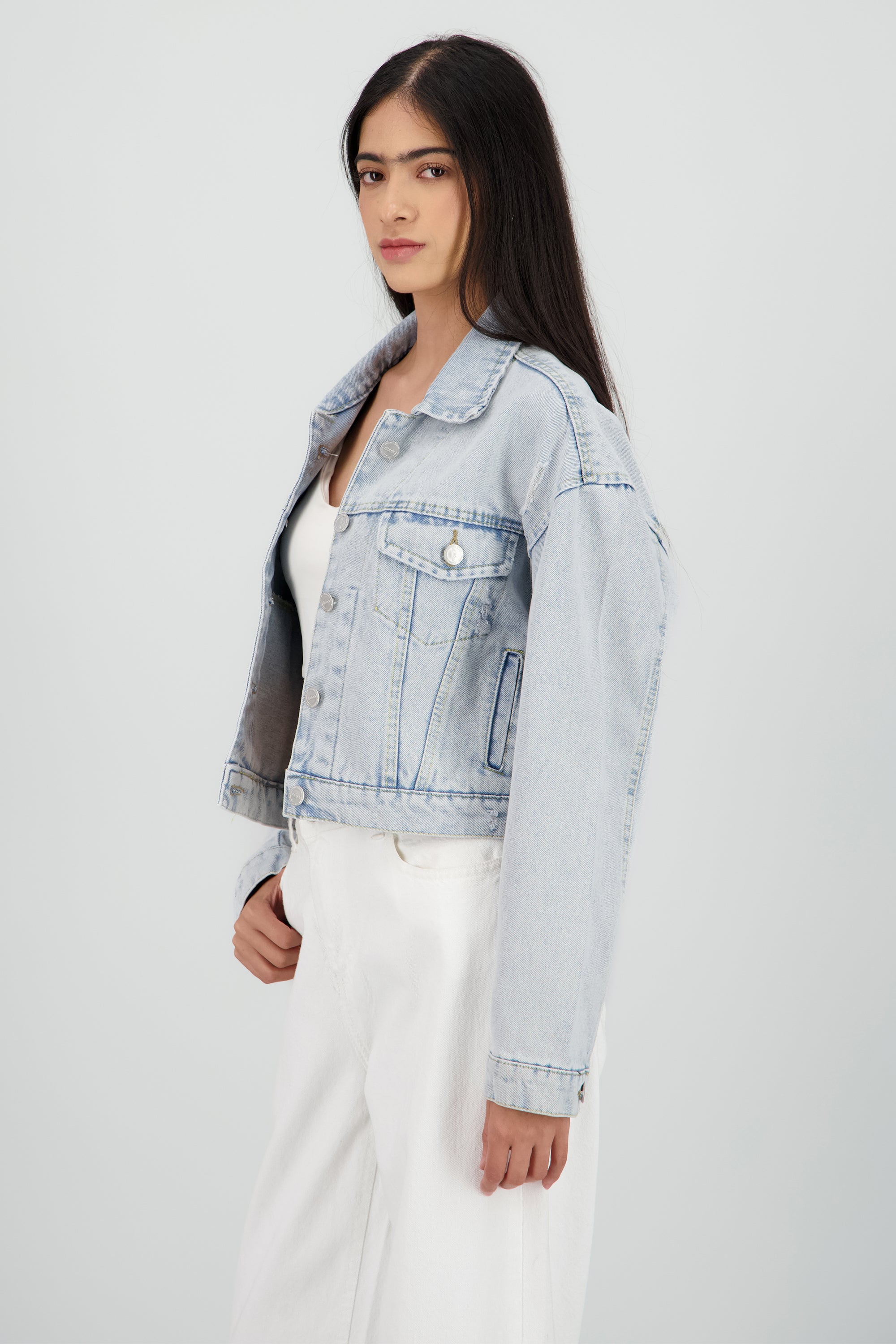 Chamarra trucker crop LIGHT WASH