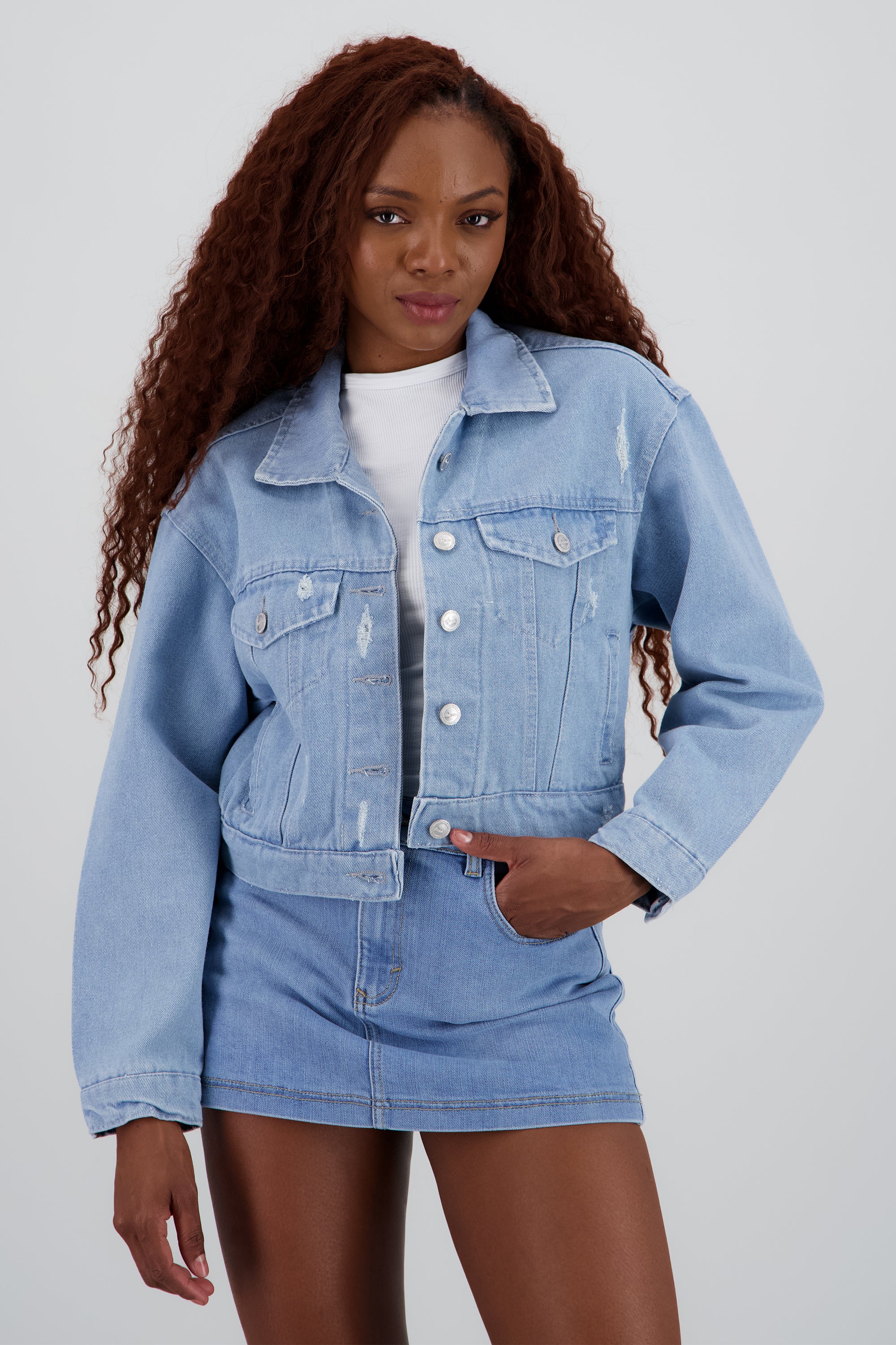 Chamarra trucker crop MEDIUM WASH