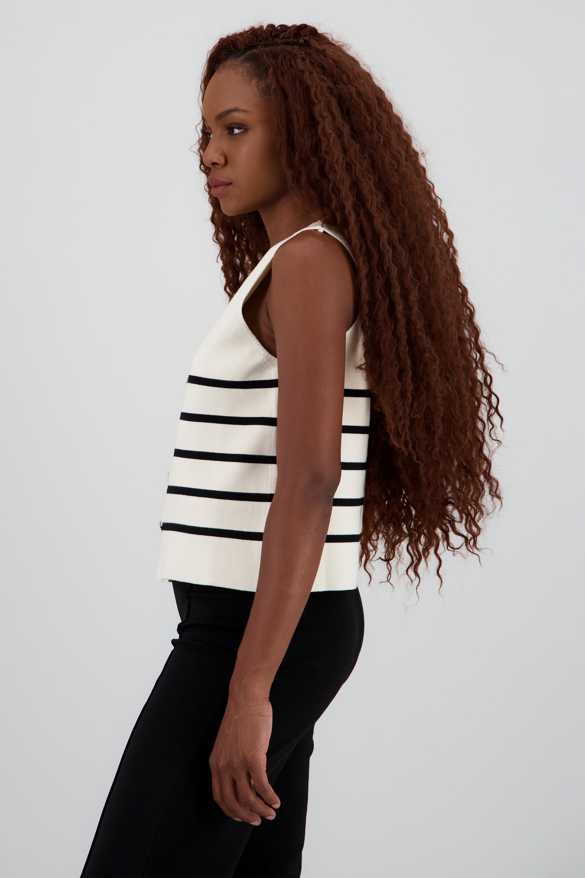 Chaleco rayas tejido HUESO COMBO