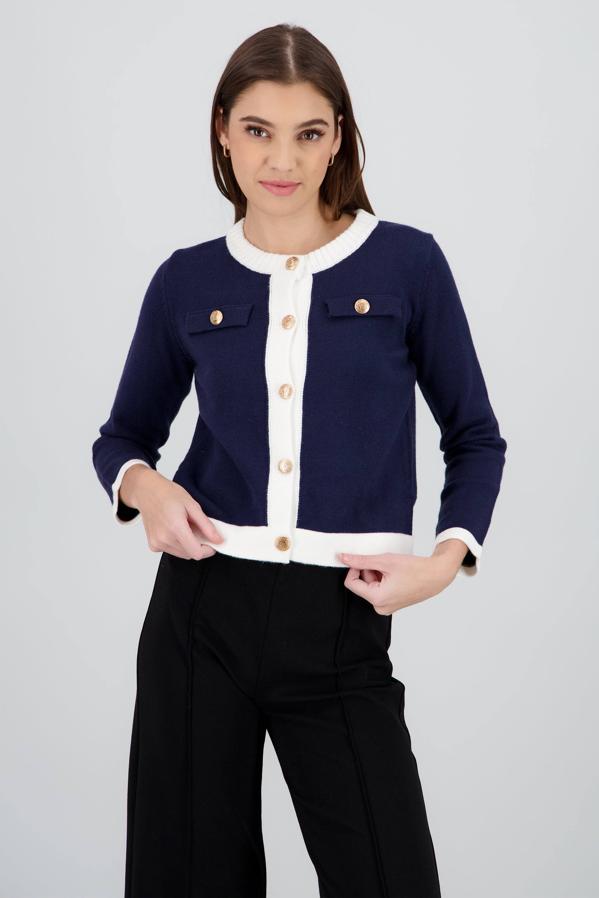 Cardigan tejido contraste MARINO COMBO