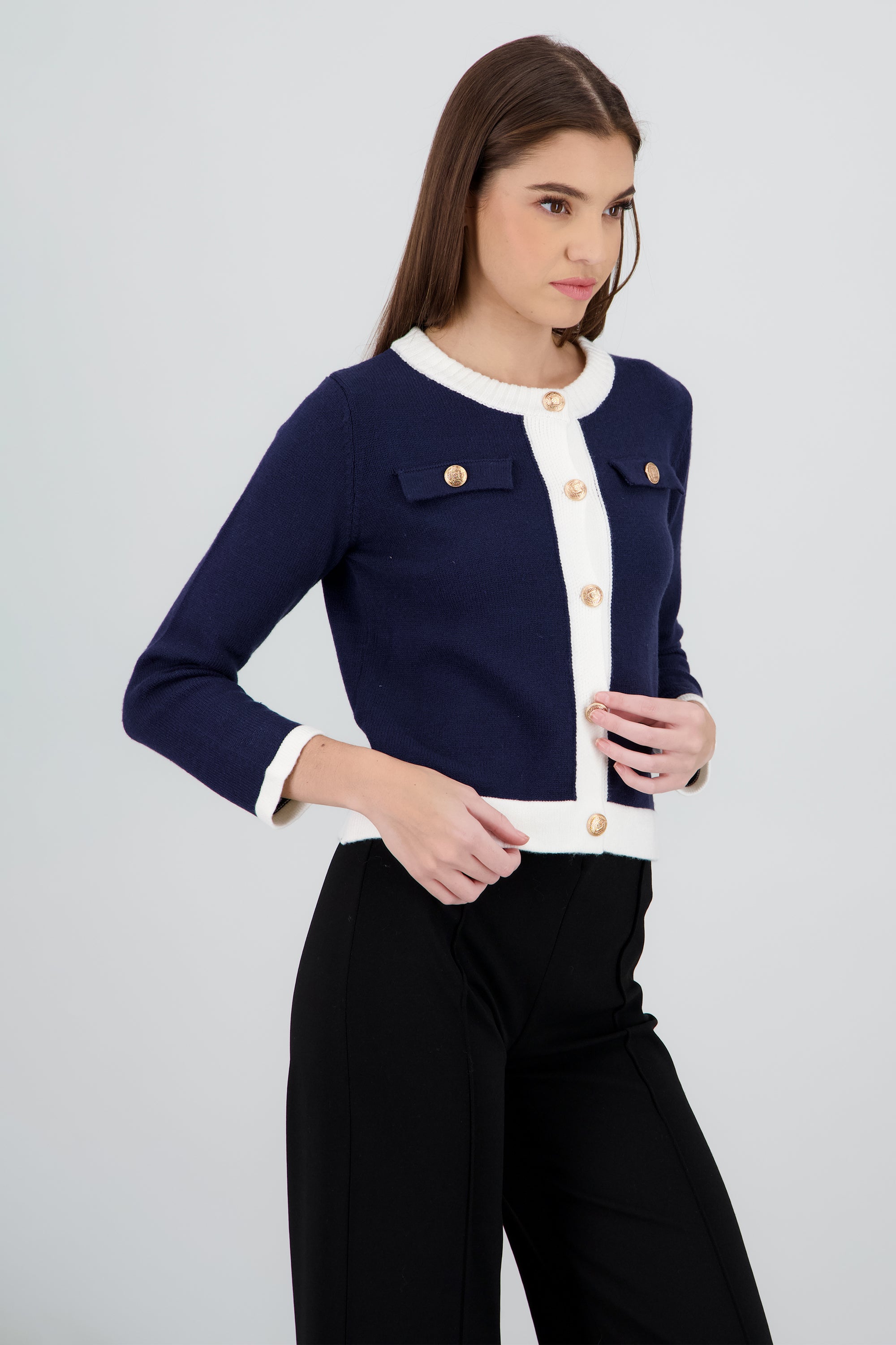 Cardigan tejido contraste MARINO COMBO