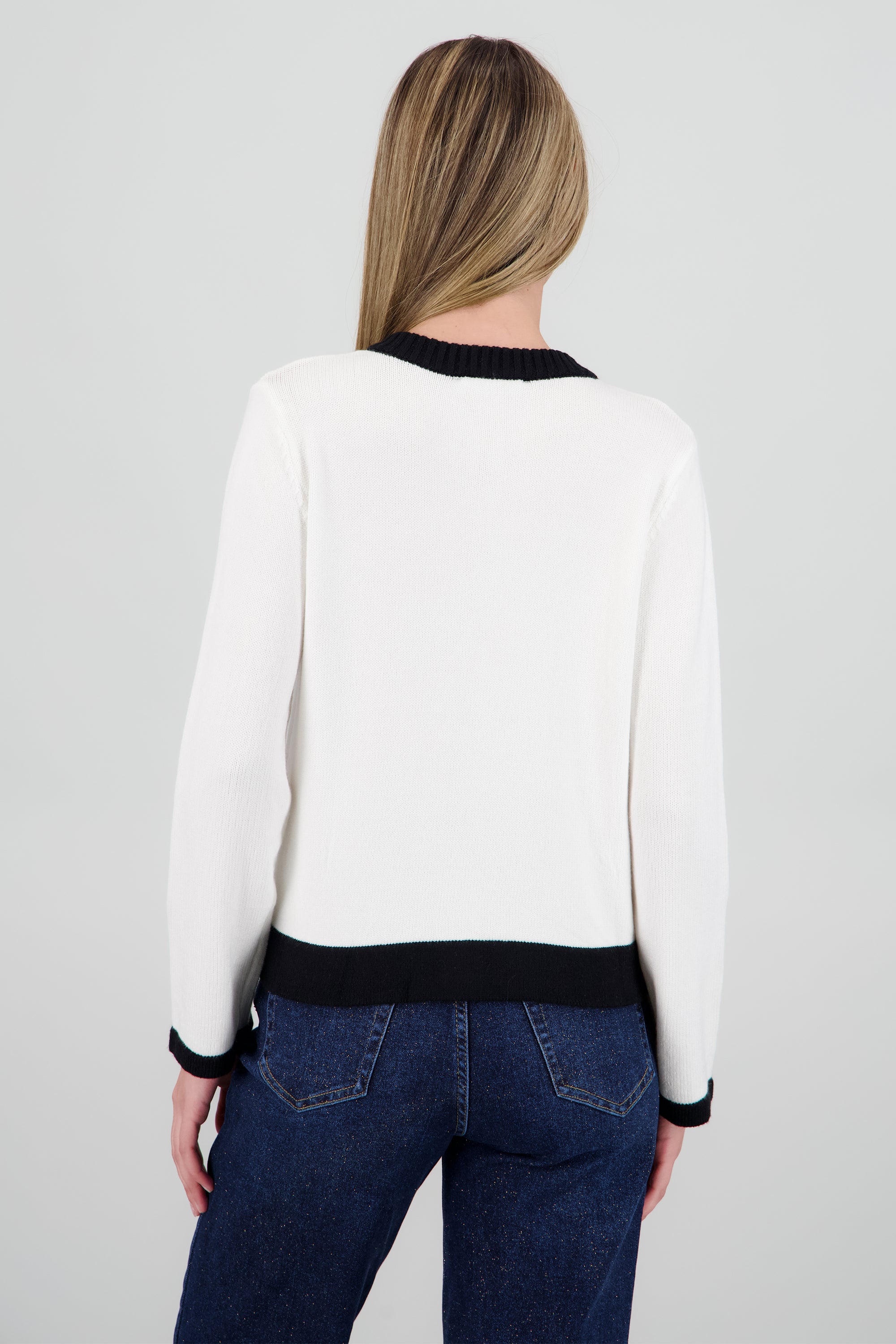 Cardigan tejido contraste HUESO COMBO