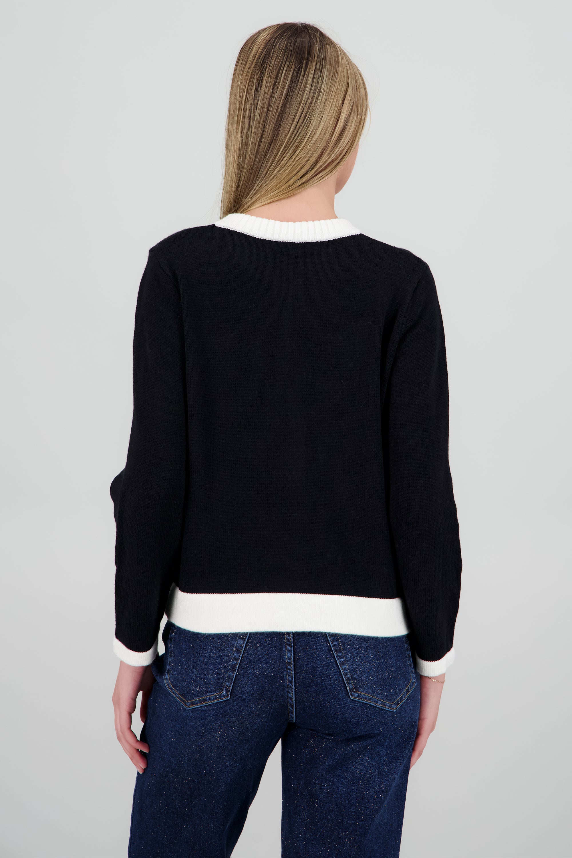 Cardigan tejido contraste NEGRO COMBO