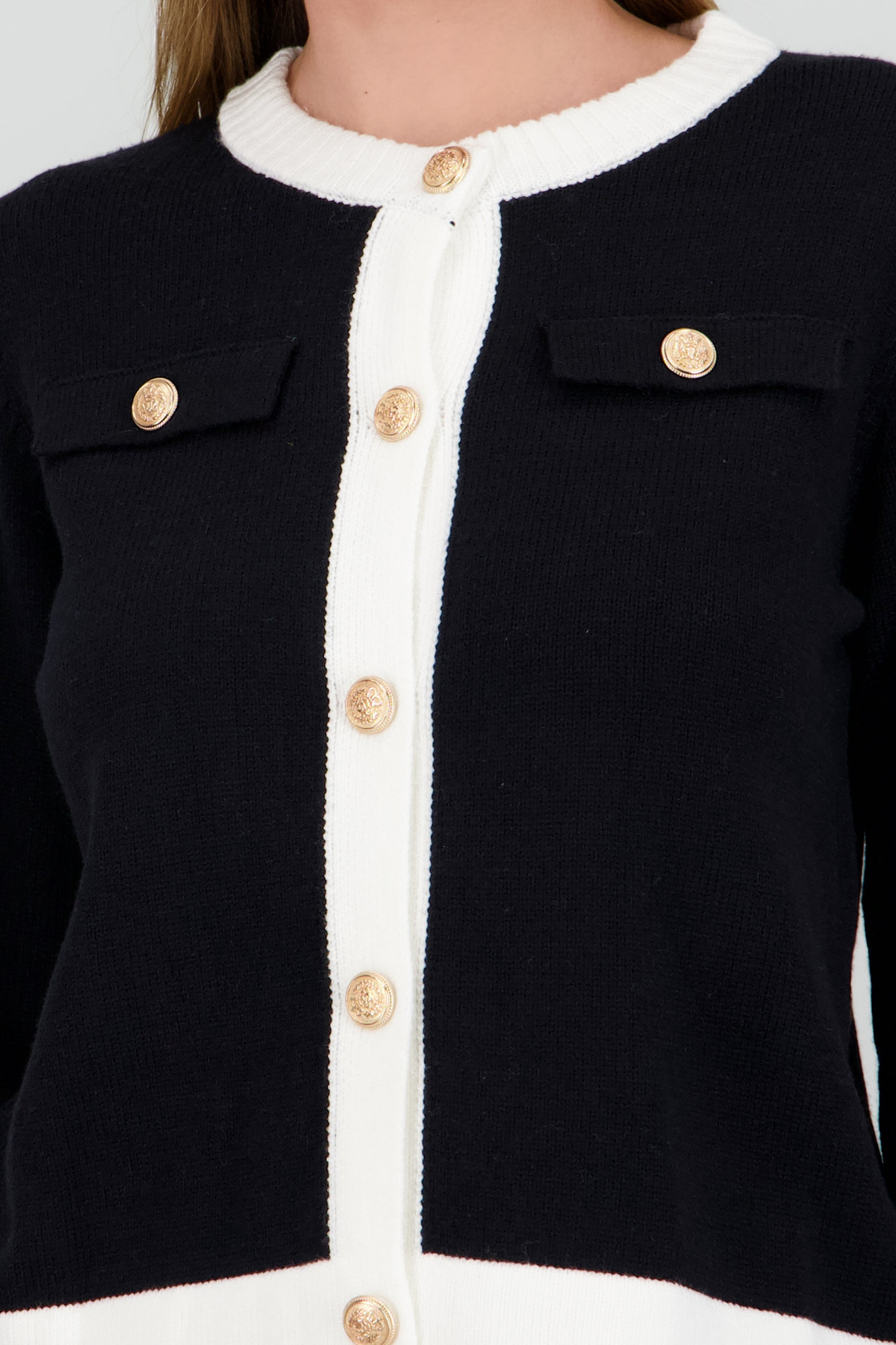 Cardigan tejido contraste NEGRO COMBO