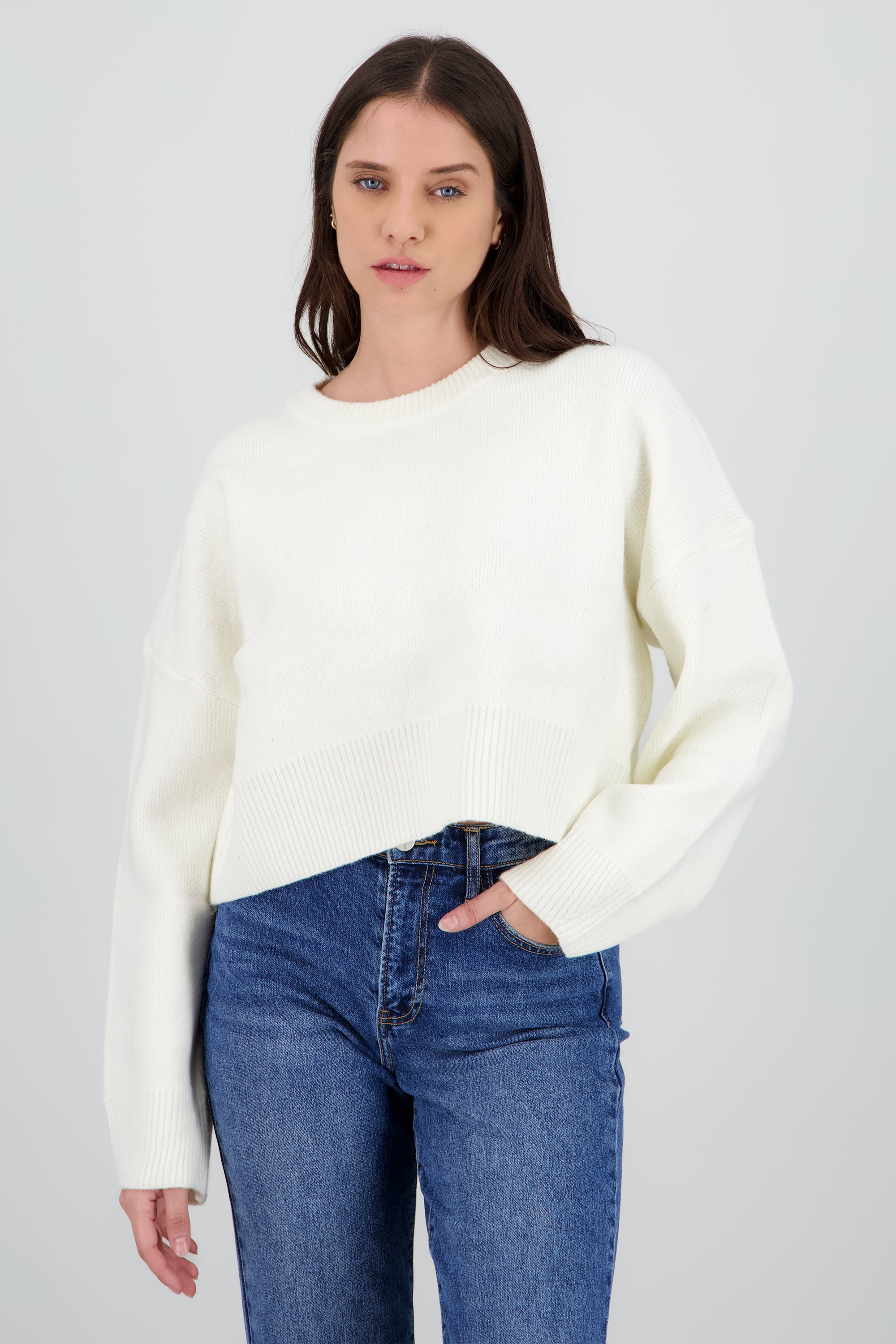 Sueter liso tejido HUESO