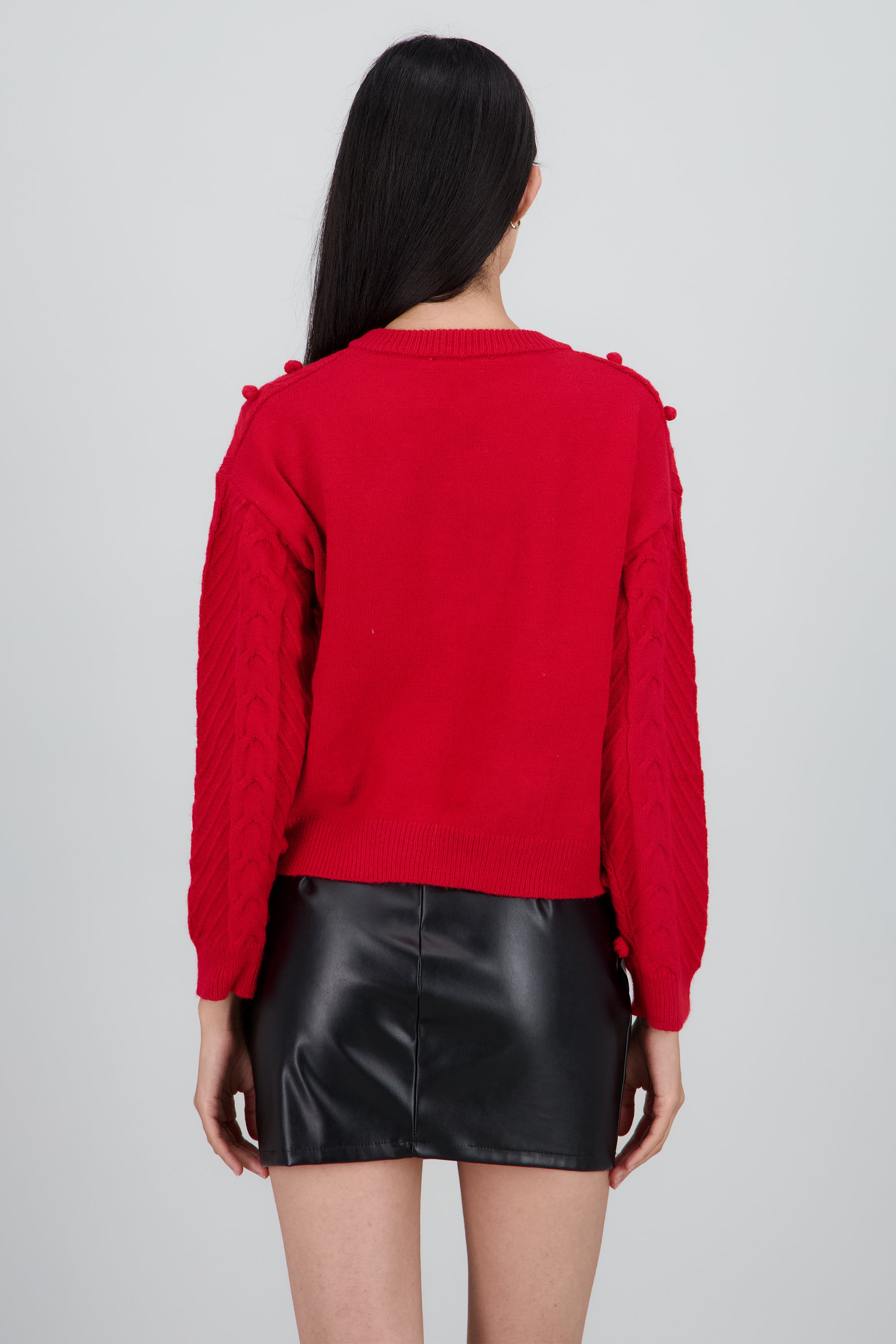 Cardigan liso con monos ROJO