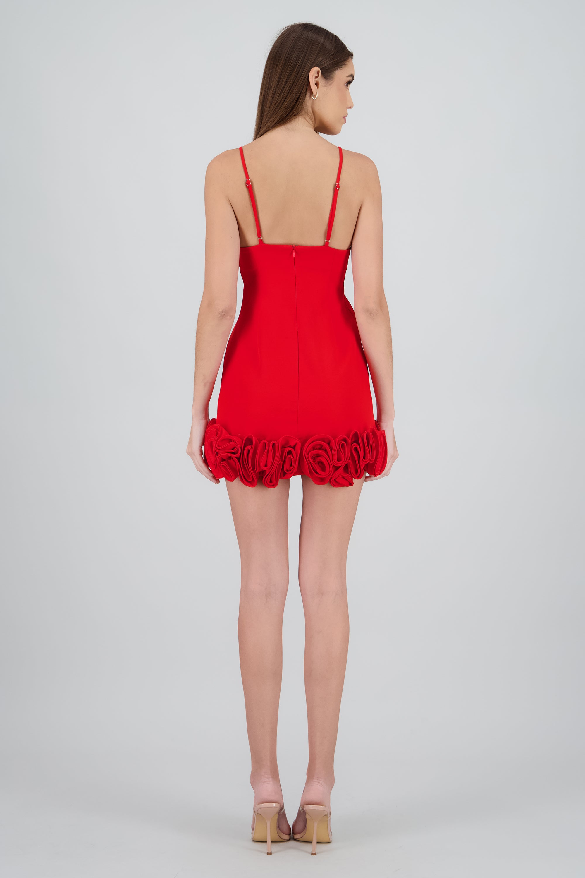 Vestido detalle rosas 3D ROJO