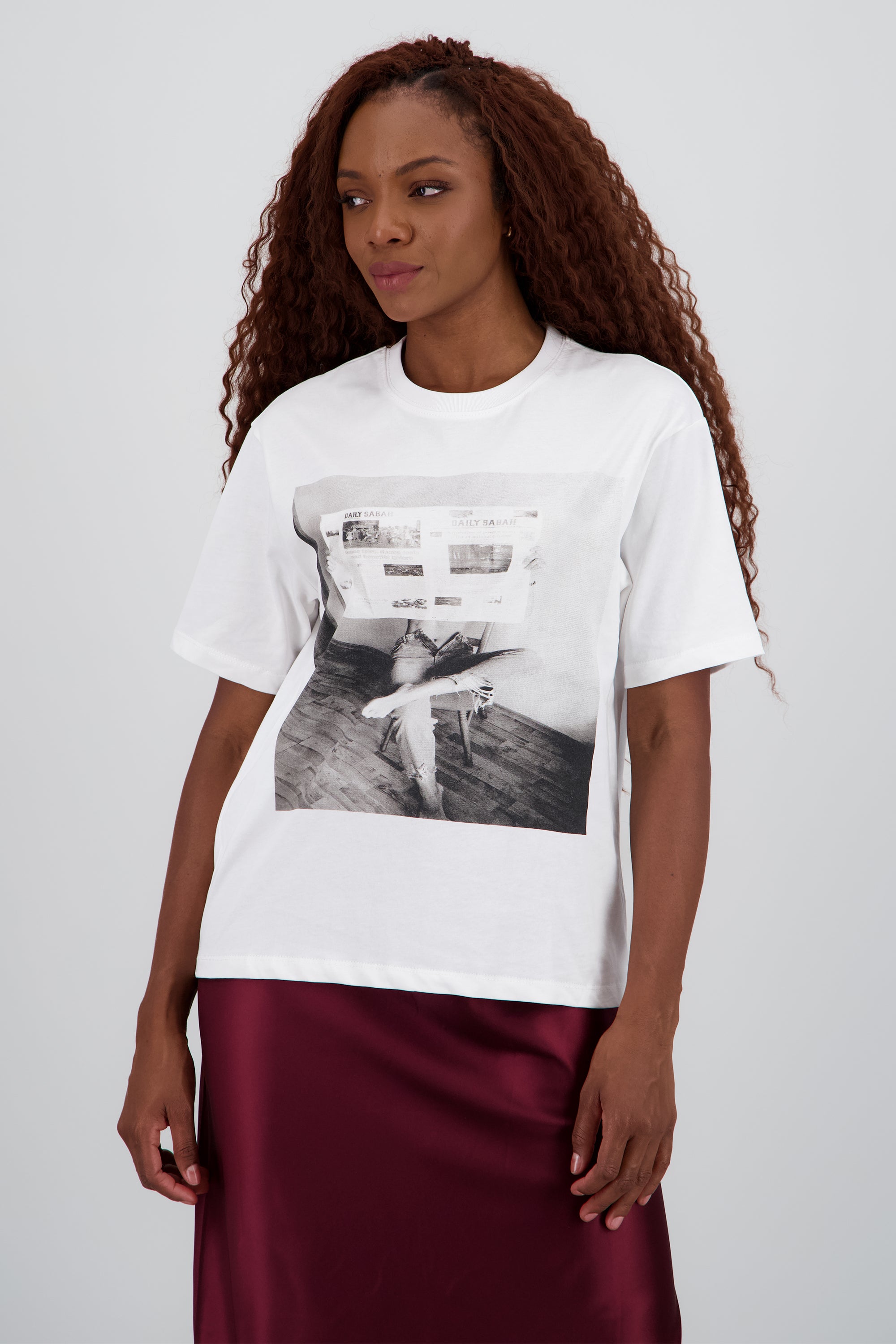 Playera estampada lisa BLANCO