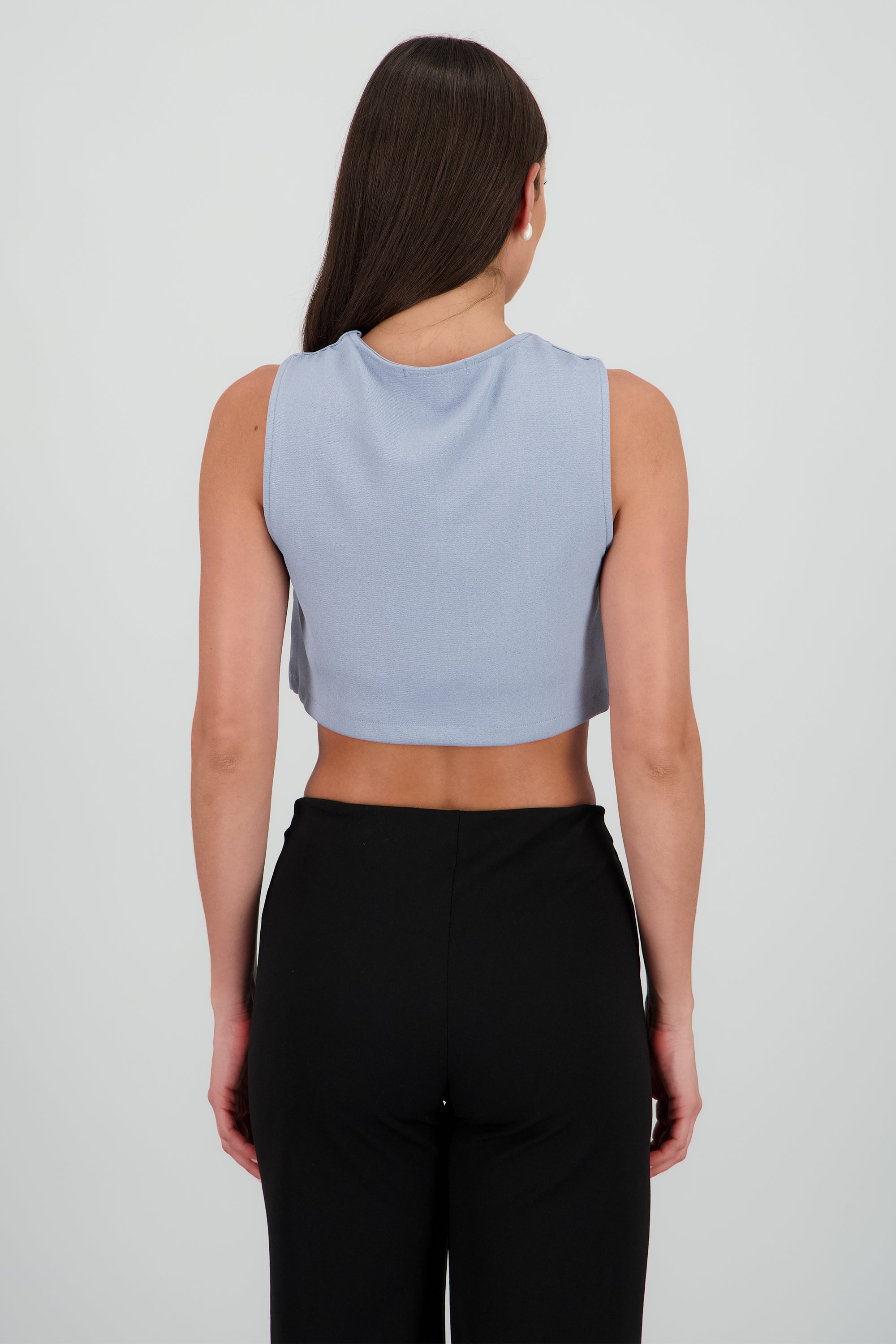 Chaleco crop detalle lazo corte AZUL PASTEL