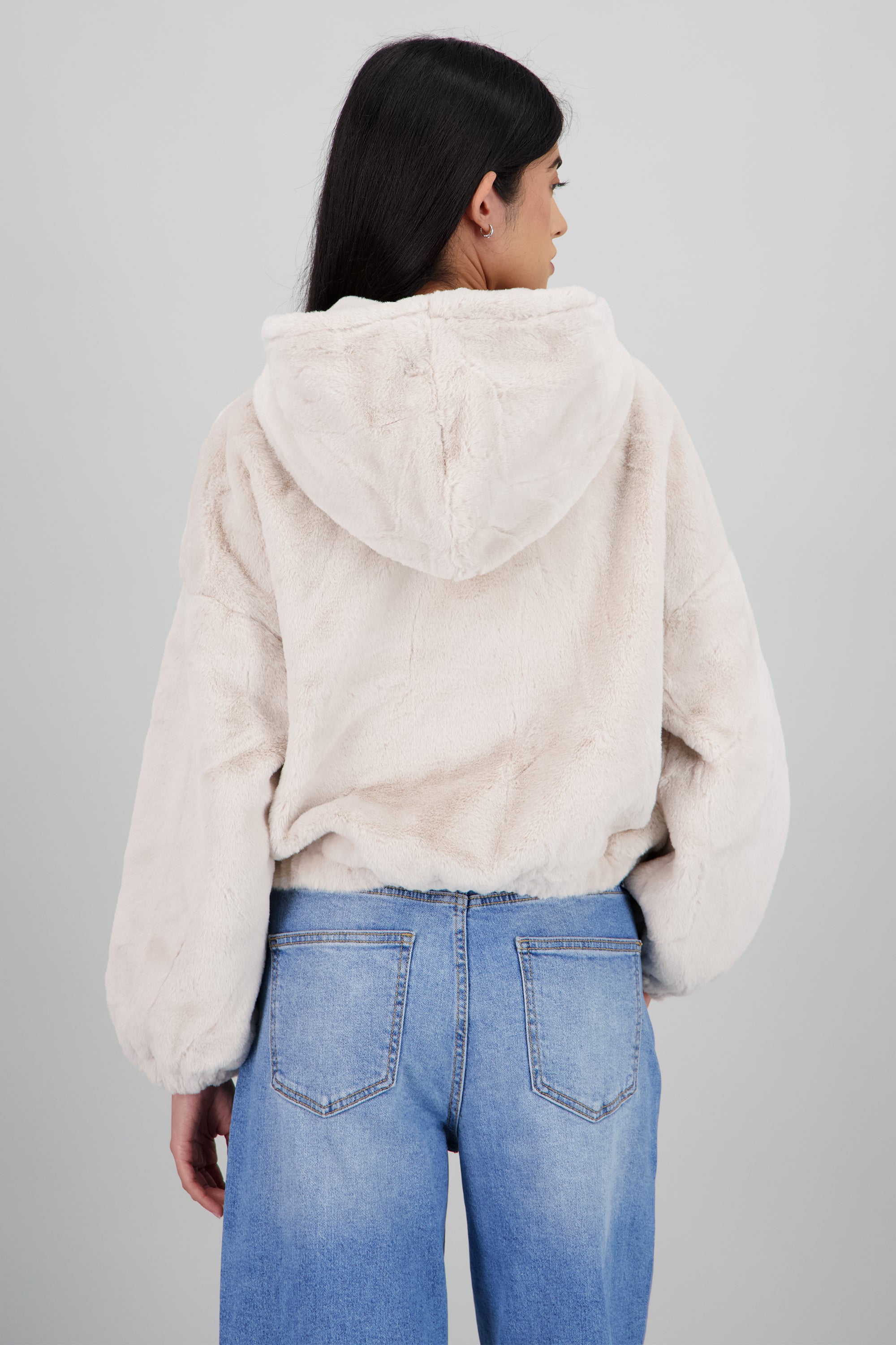 Bomber peluche con gorro BEIGE